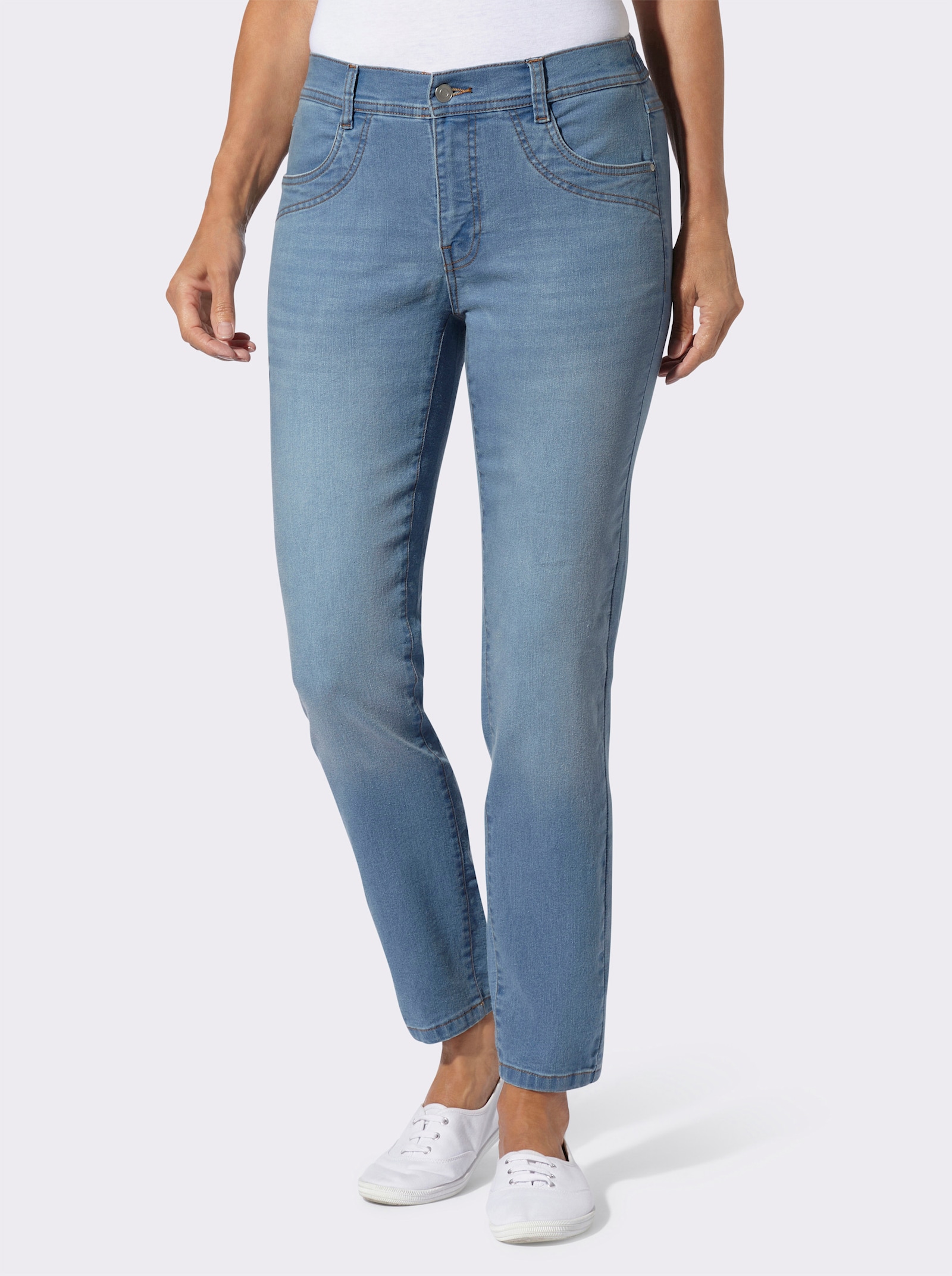 Jeans mit Ziernaht an den Taschen - blue-bleached