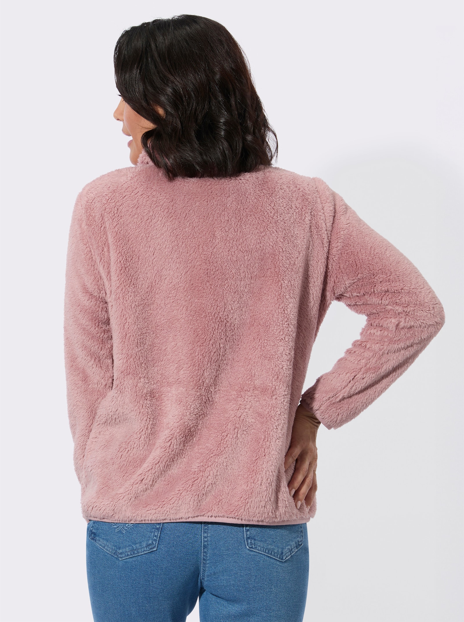 Fleecejacke in Teddy-Optik - hortensie