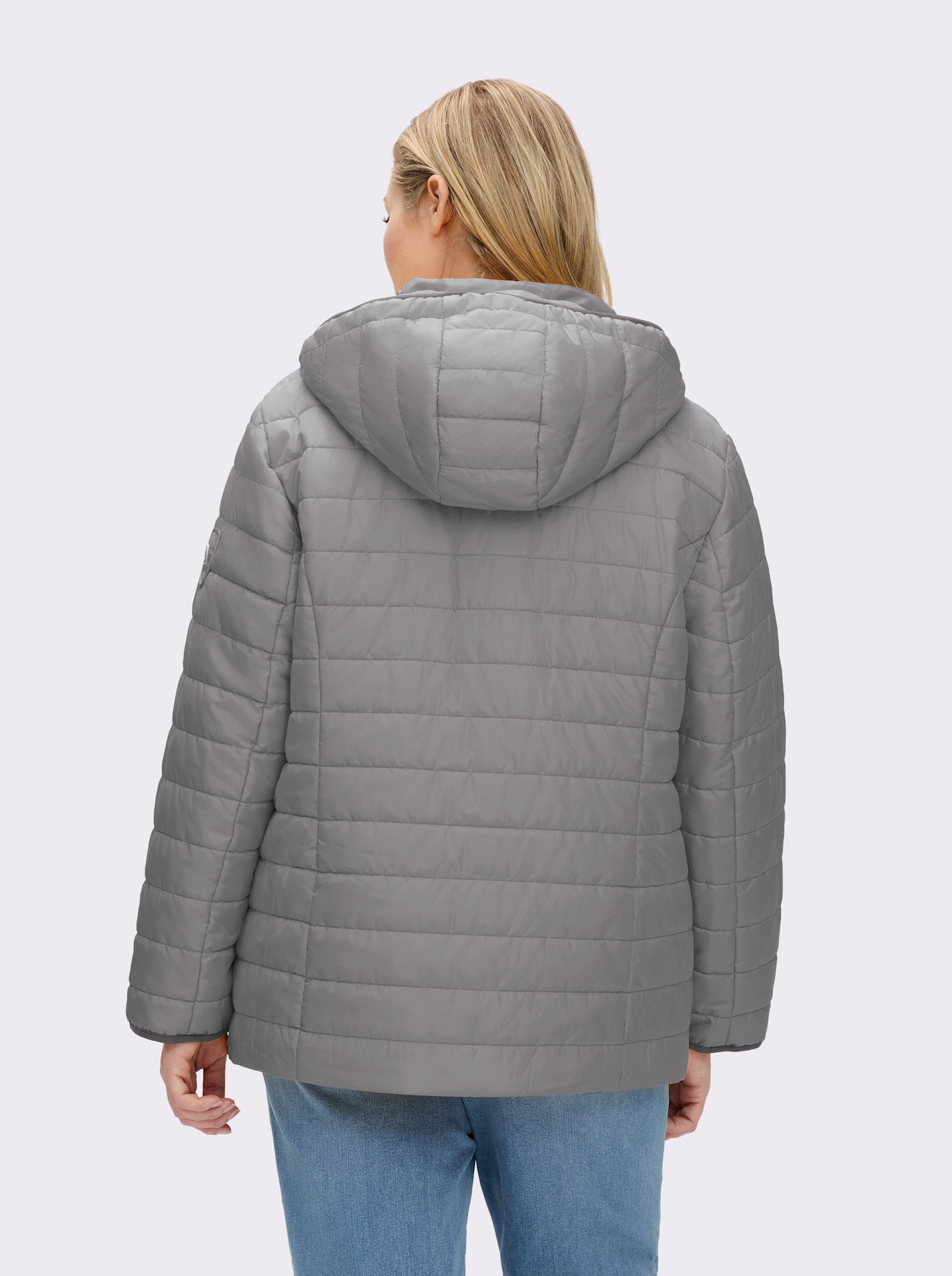 Steppjacke mit kontrastfarbenen Akzenten - grau