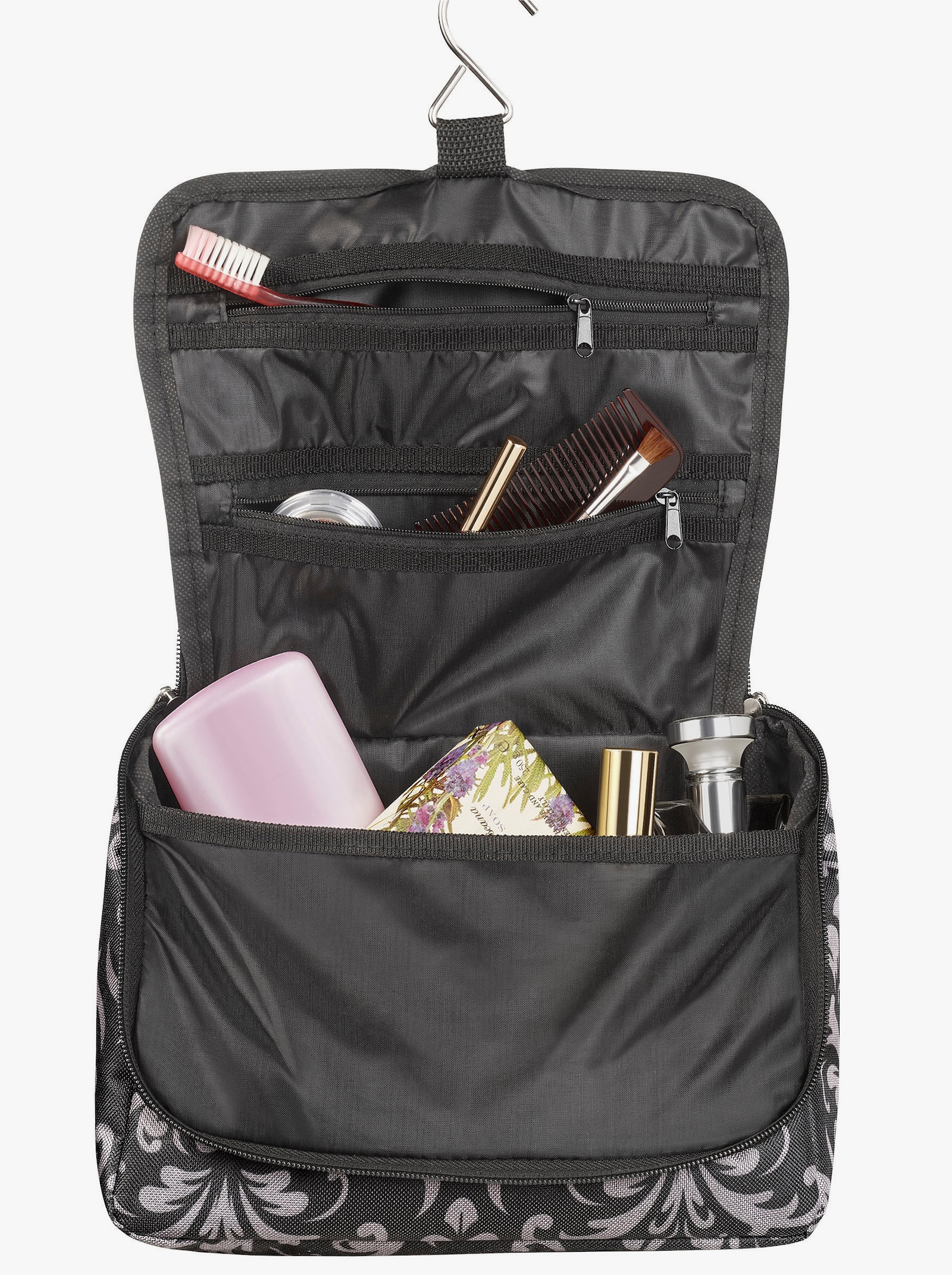 7-tlg. Reiseset - anthrazit-gemustert