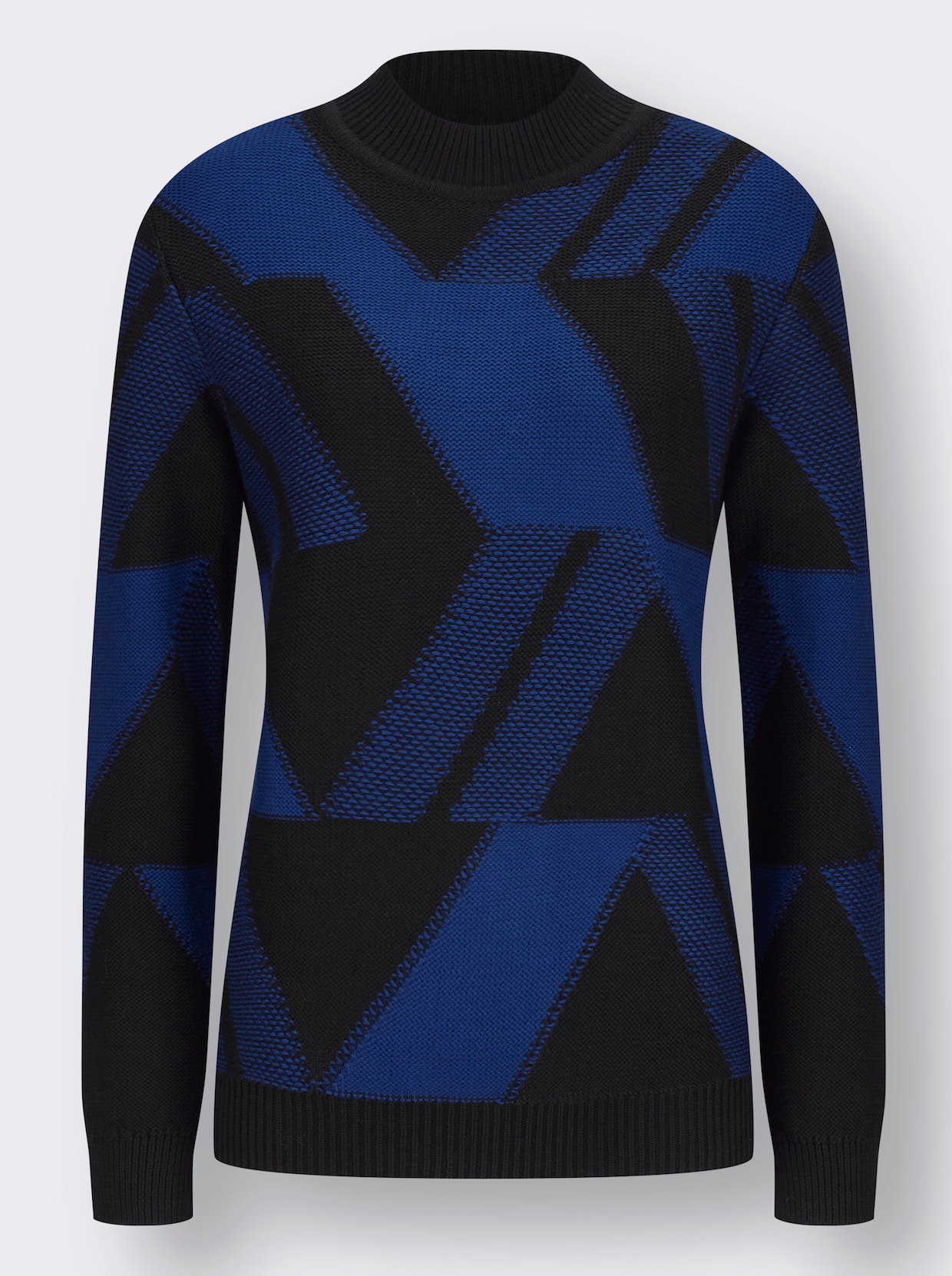 Pullover - royalblau-schwarz-gemustert