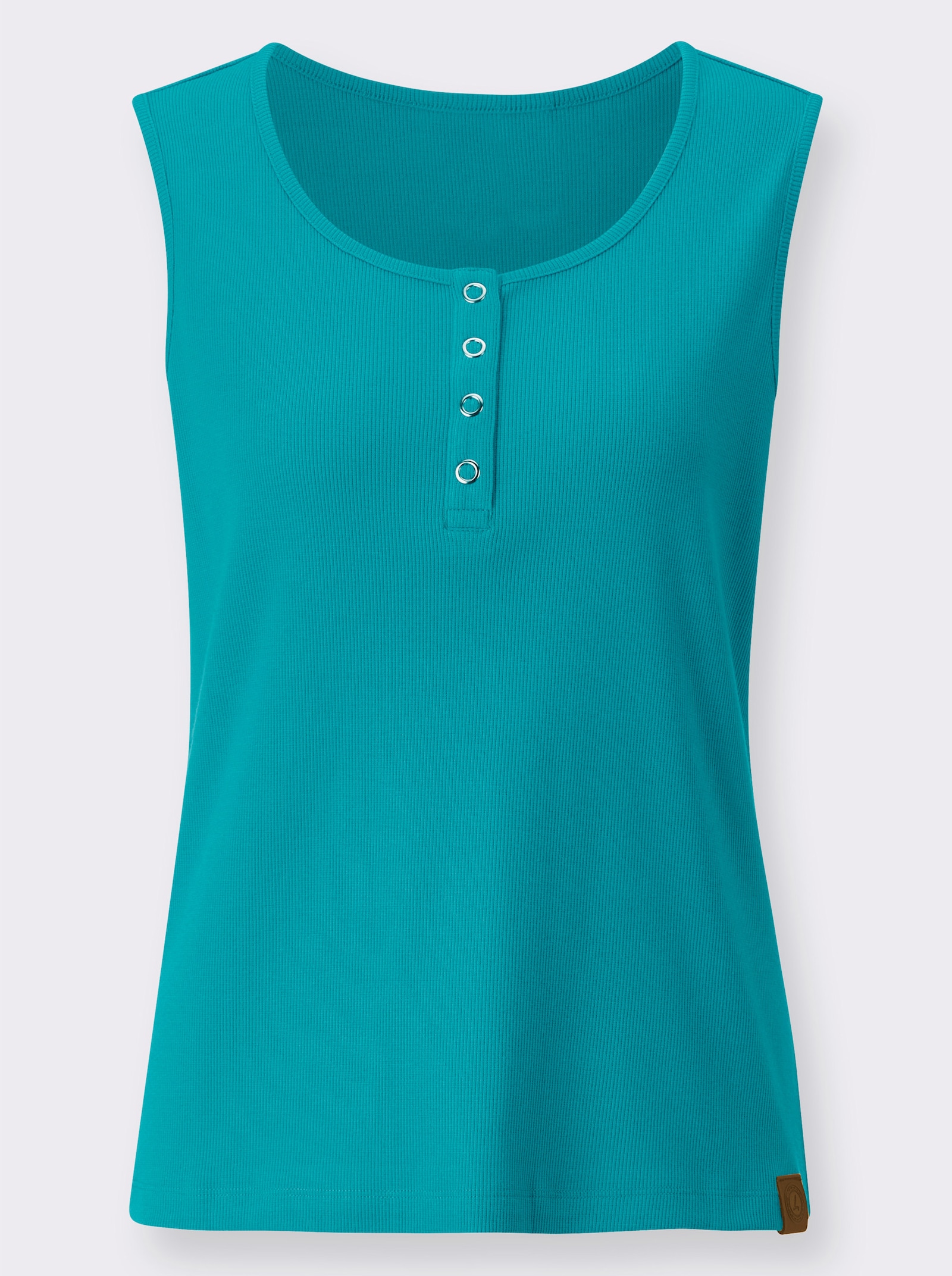 Shirttop in Ripp-Optik - türkis