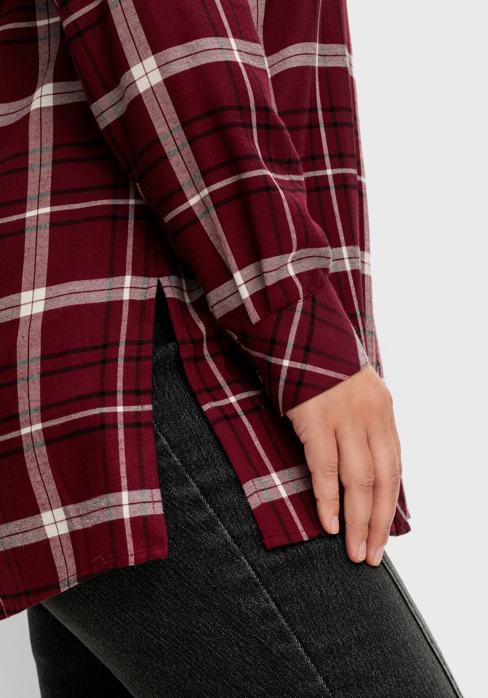 sheego Overhemdblouse met ruitpatroon - wijnrood geruit