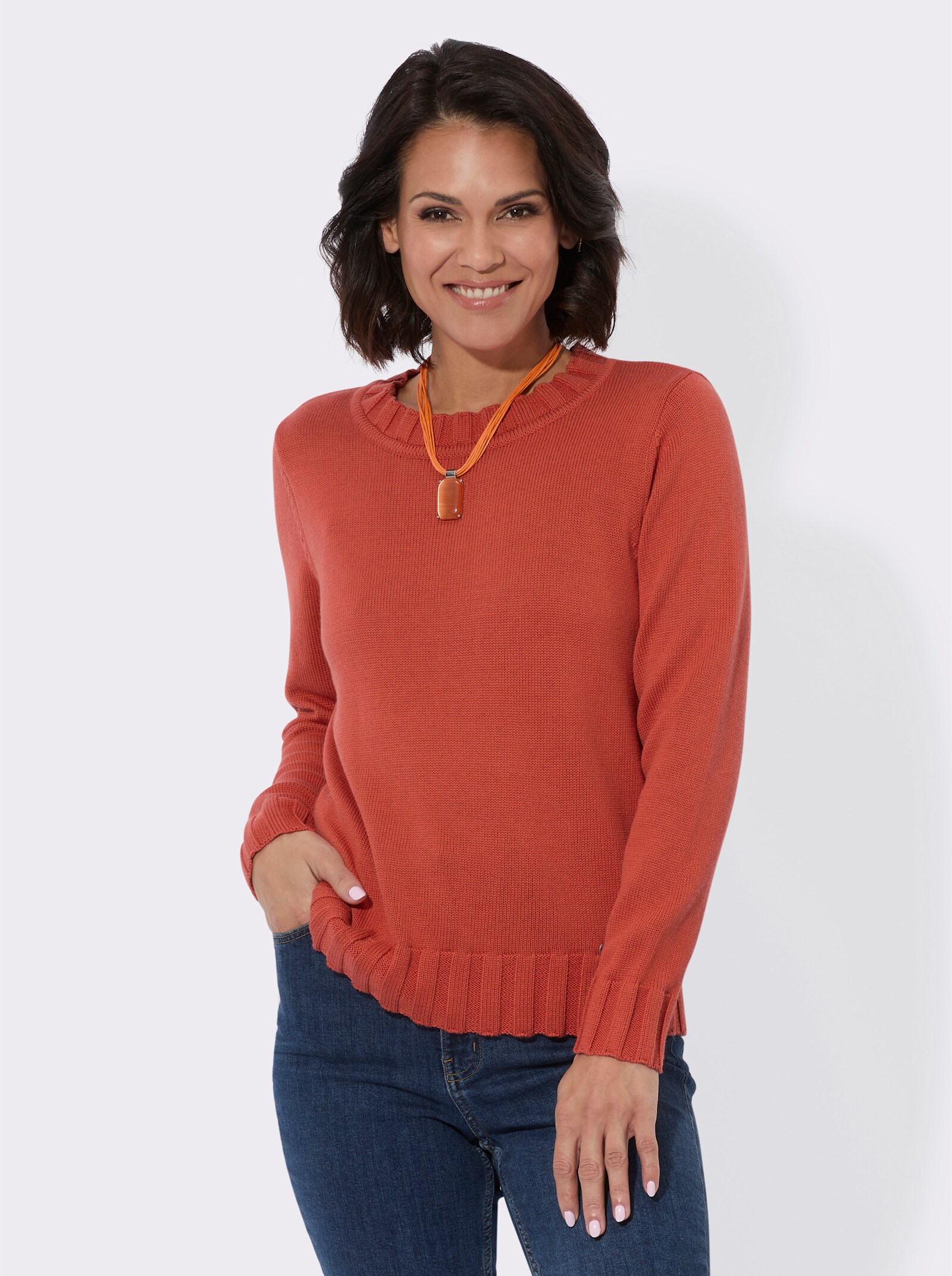 Langarm-Pullover mit Ripp-Abschlüssen - terra