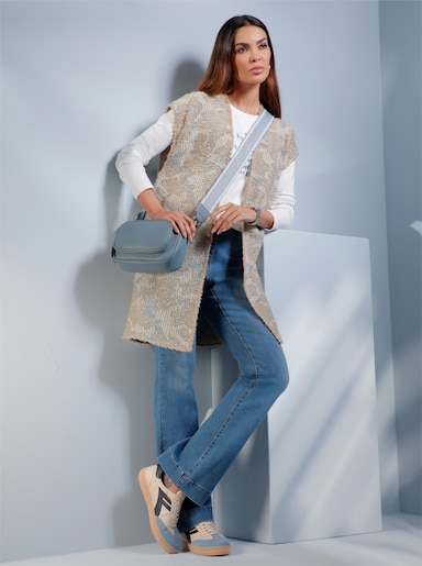 heine Strickweste - mittelblau-champagner-gemustert