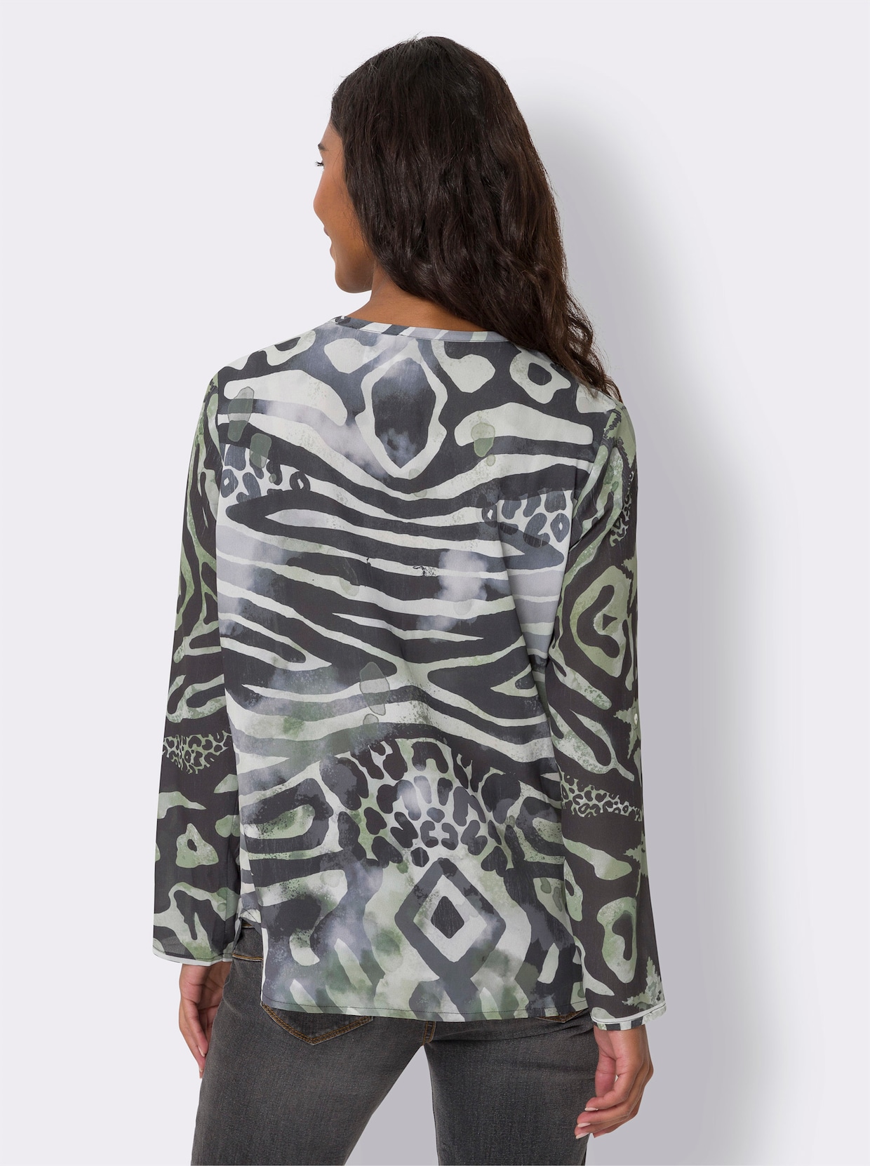 heine Blouse met print - ecru/rietgroen geprint