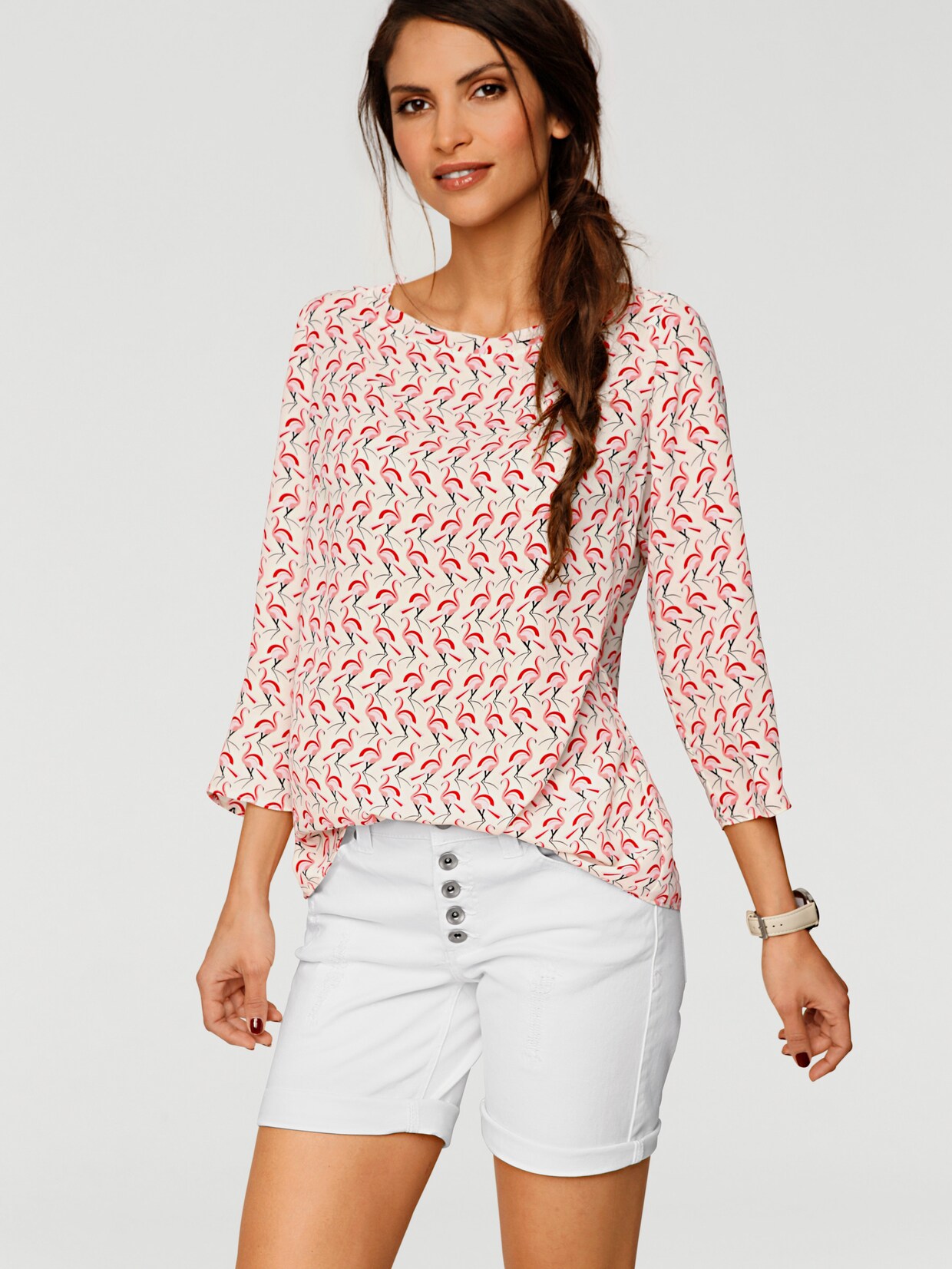 heine Druckbluse - koralle