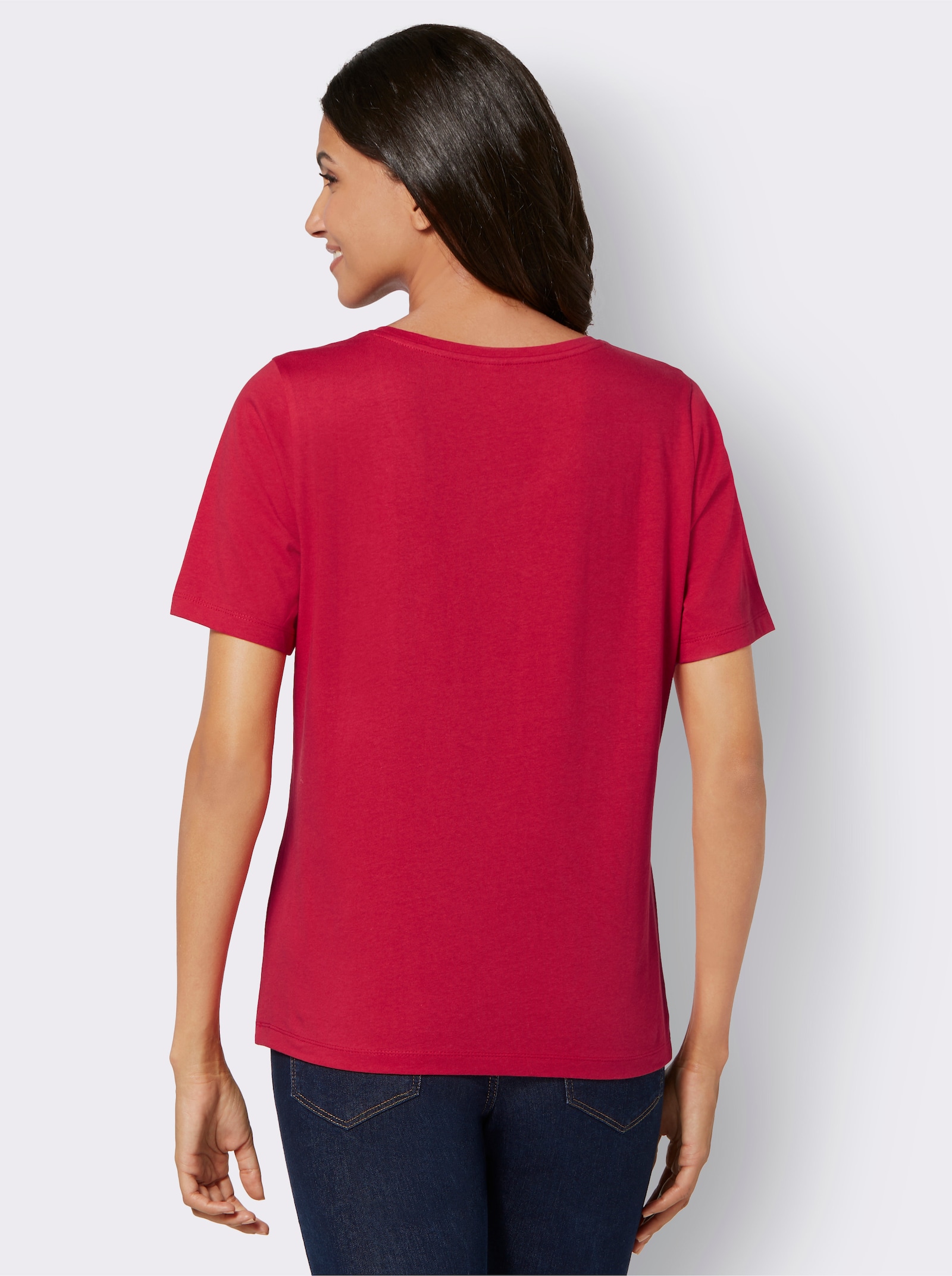 T-shirt met op dessin geplaatste print - rood