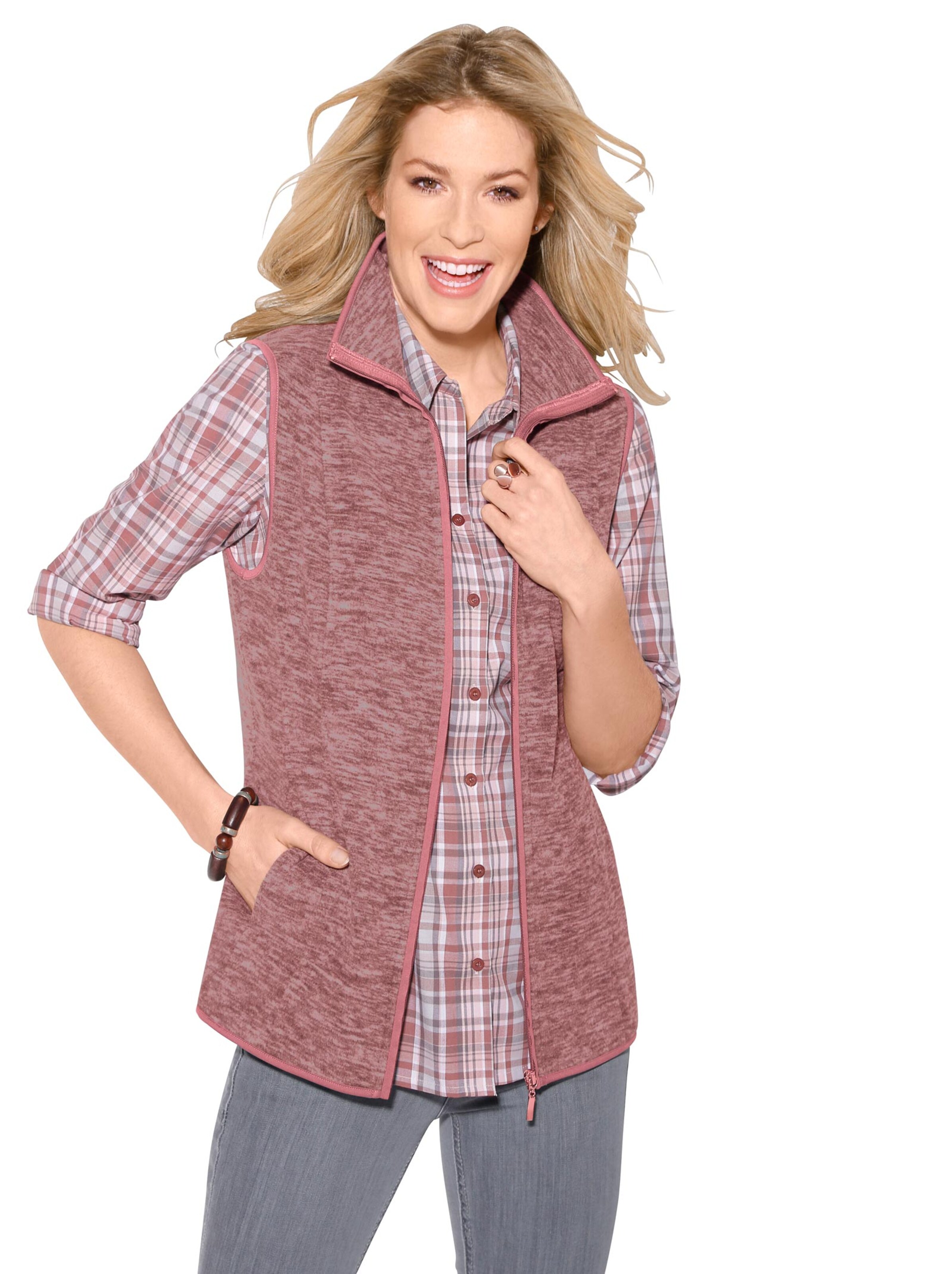 Fleece-Weste - rosenholz-meliert