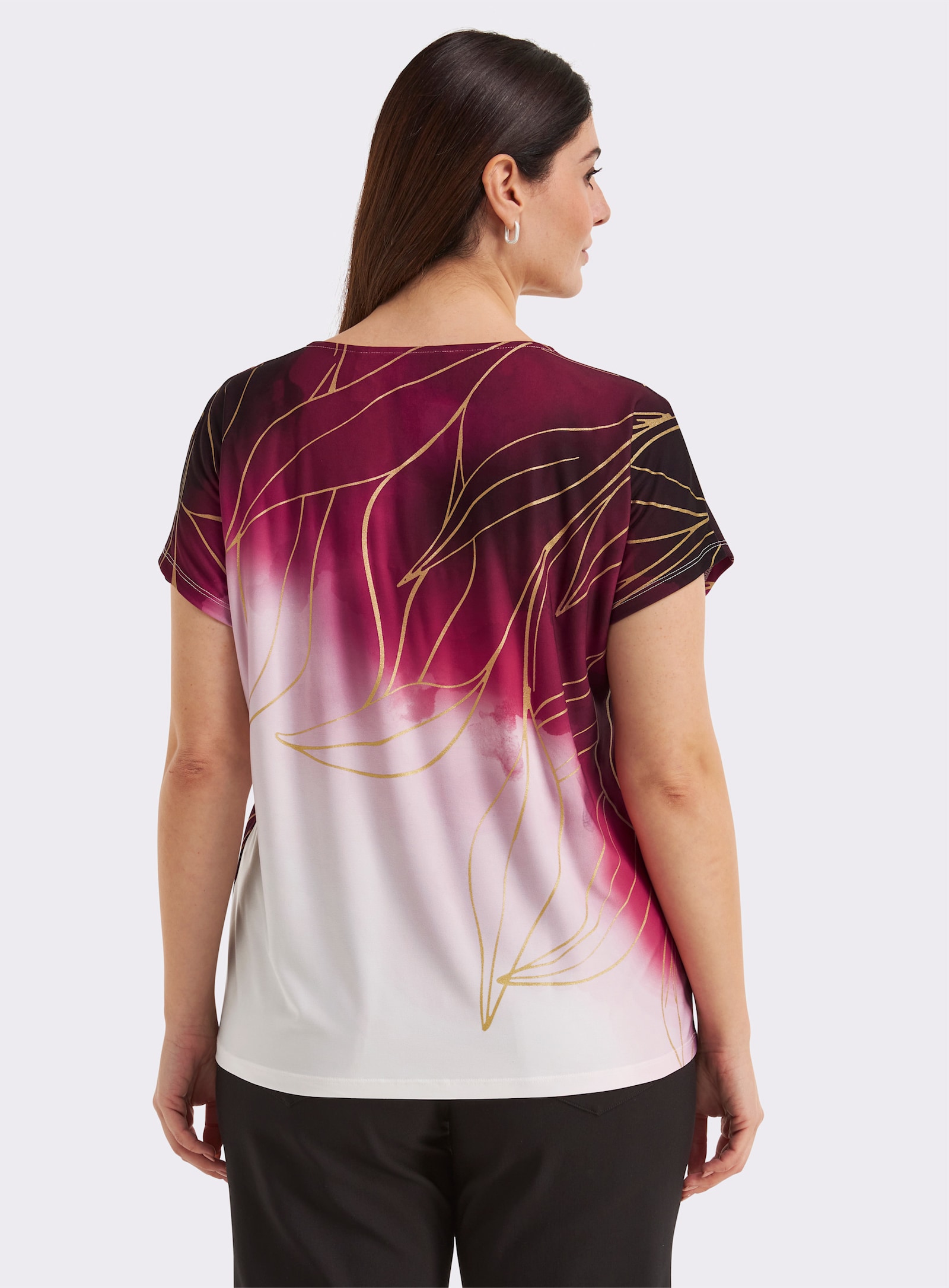 Print-Shirt mit Foliendruck - dunkelrot-goldfarben-bedruckt