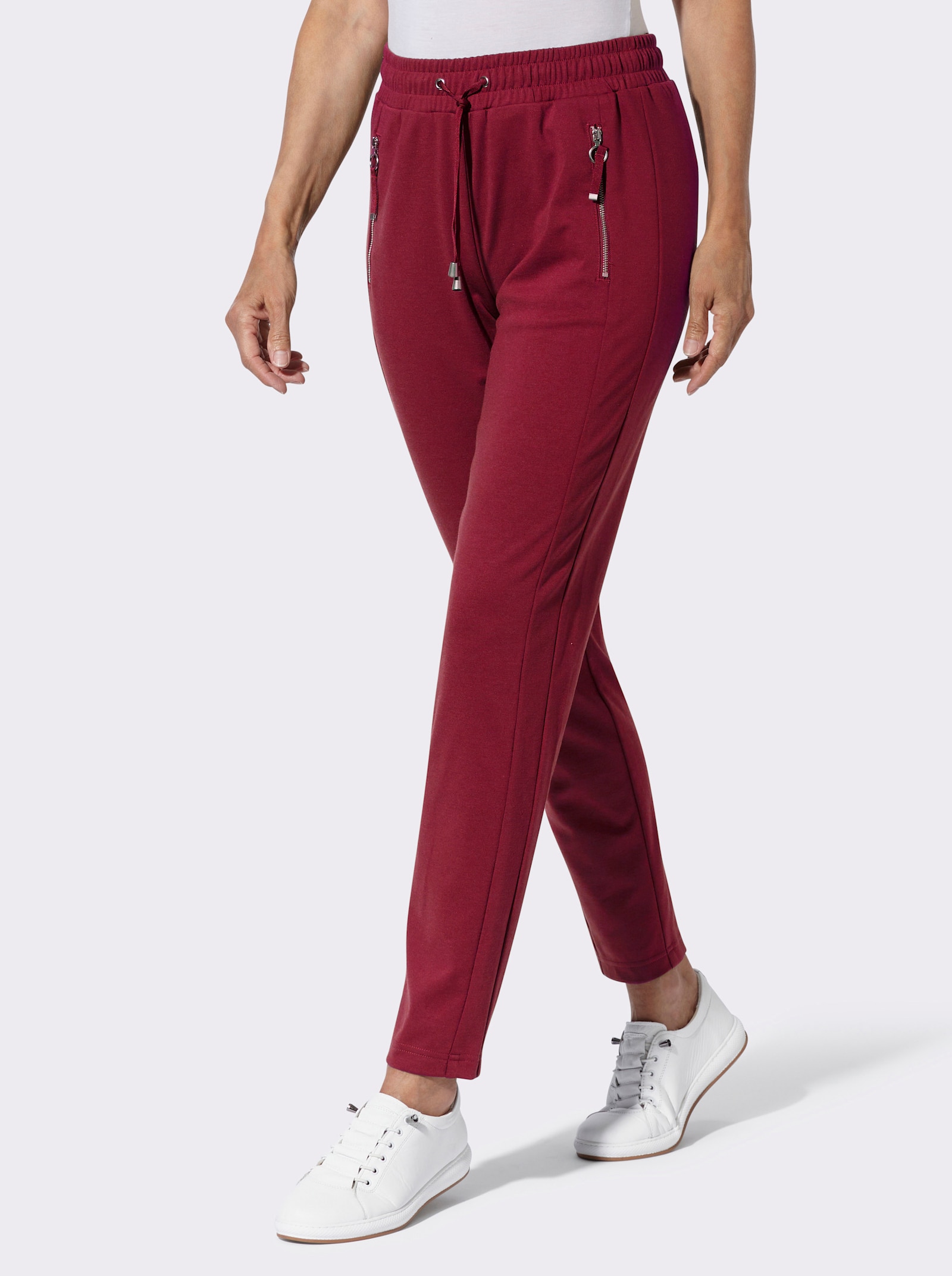  Jogg Pants mit Reißverschluss-Taschen - dunkelrot