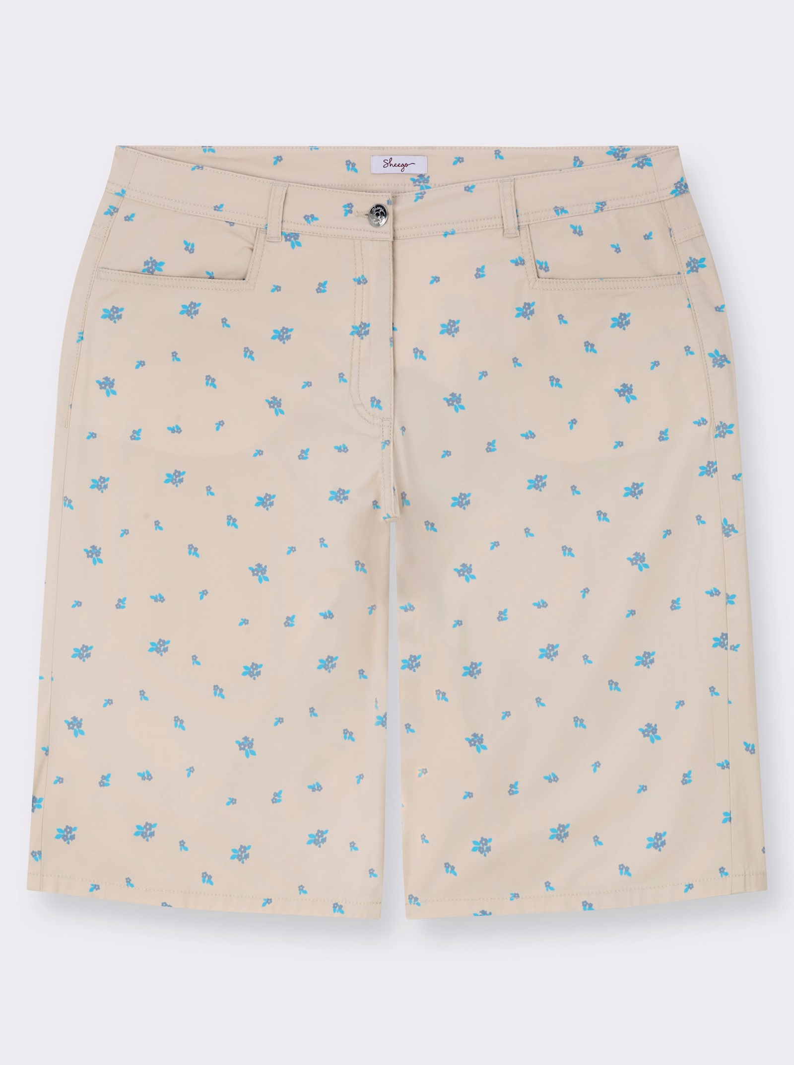 sheego Bermudas mit Minimalprint - elfenbein-bleu-bedruckt