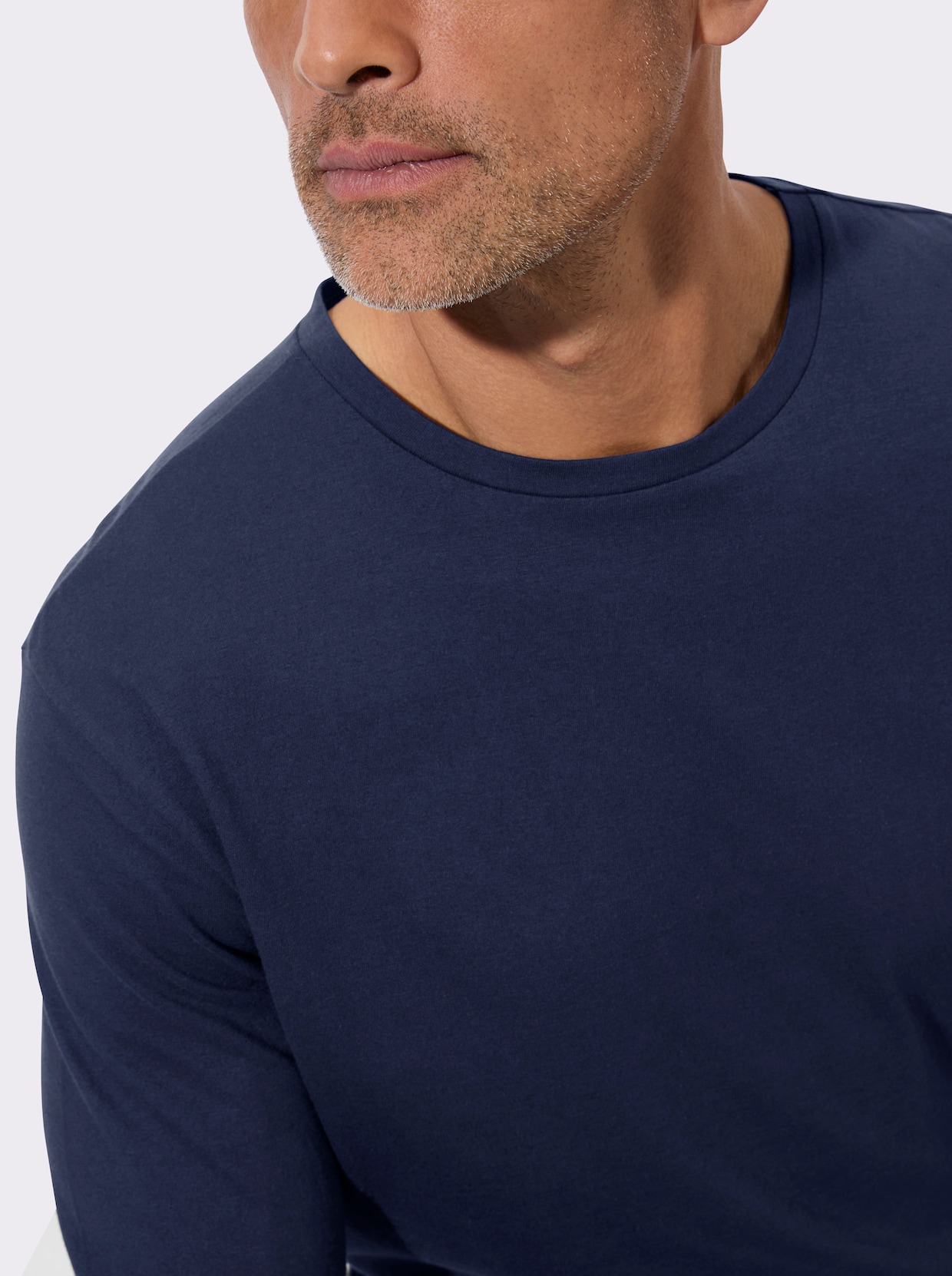 Tričko s dlouhým rukávem z čisté bavlny - námořnická modrá