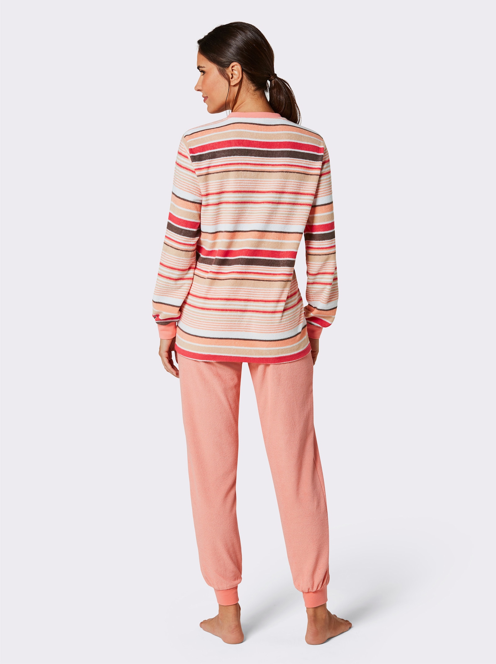 wäschepur Pyjama verkrijgbaar in 2 materialen - apricot gestreept