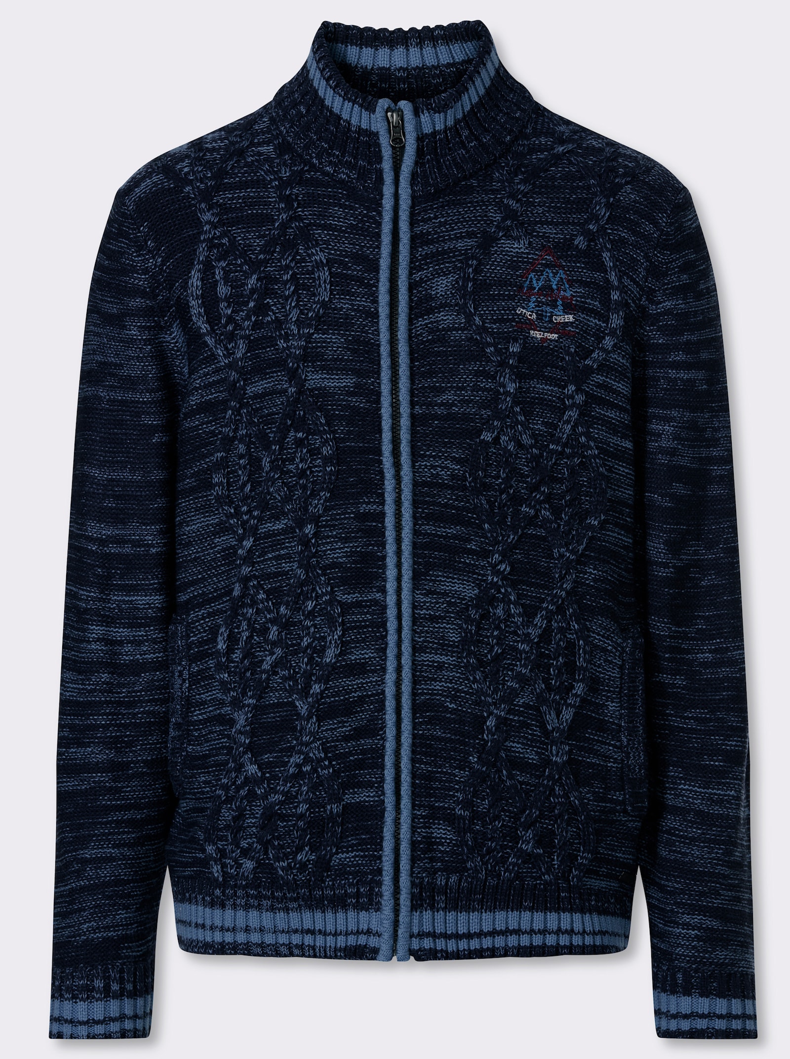 Marco Donati Strickjacke mit Reißverschluss - marine-mittelblau-meliert