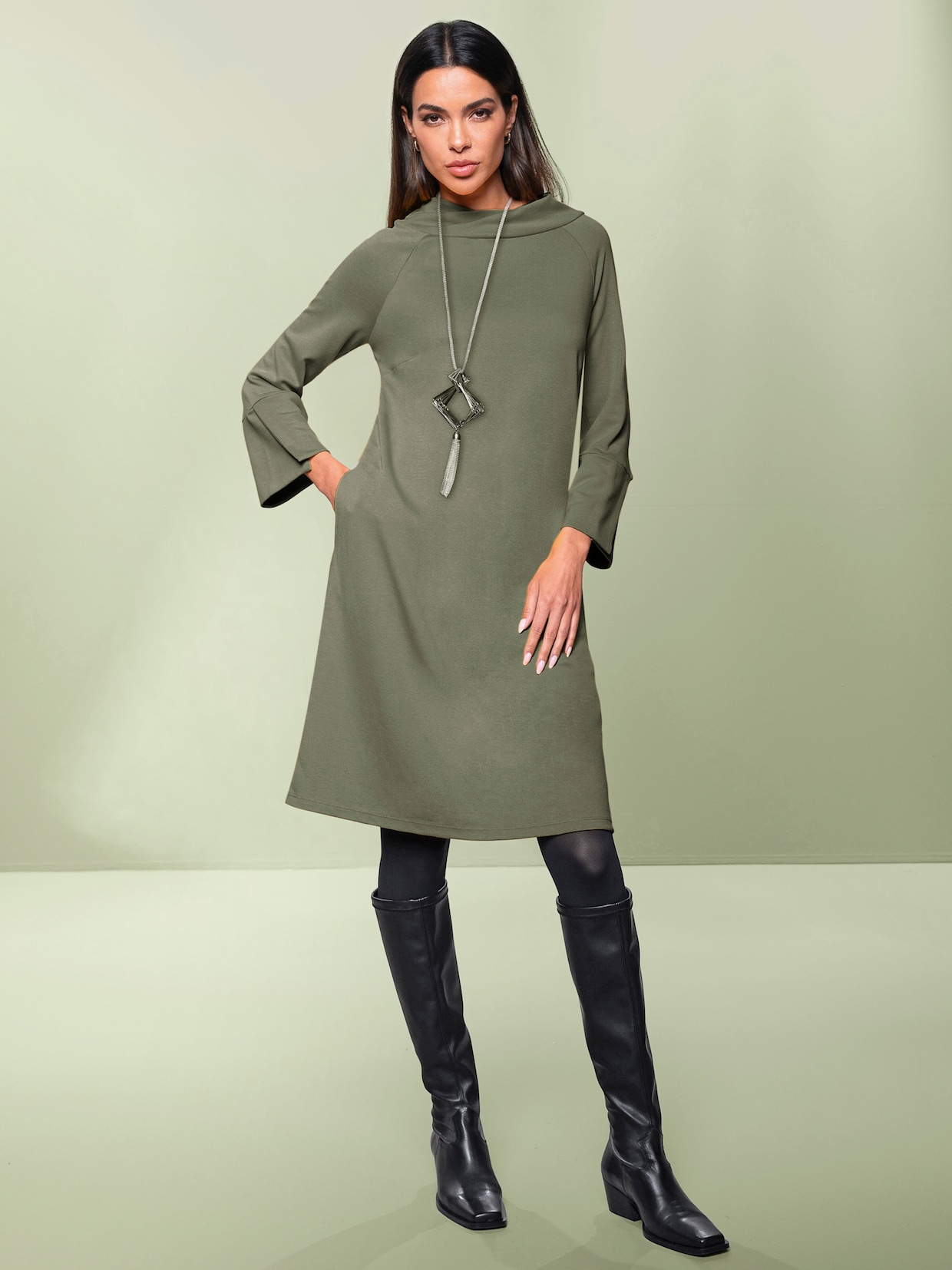 heine Jersey-Kleid - khaki