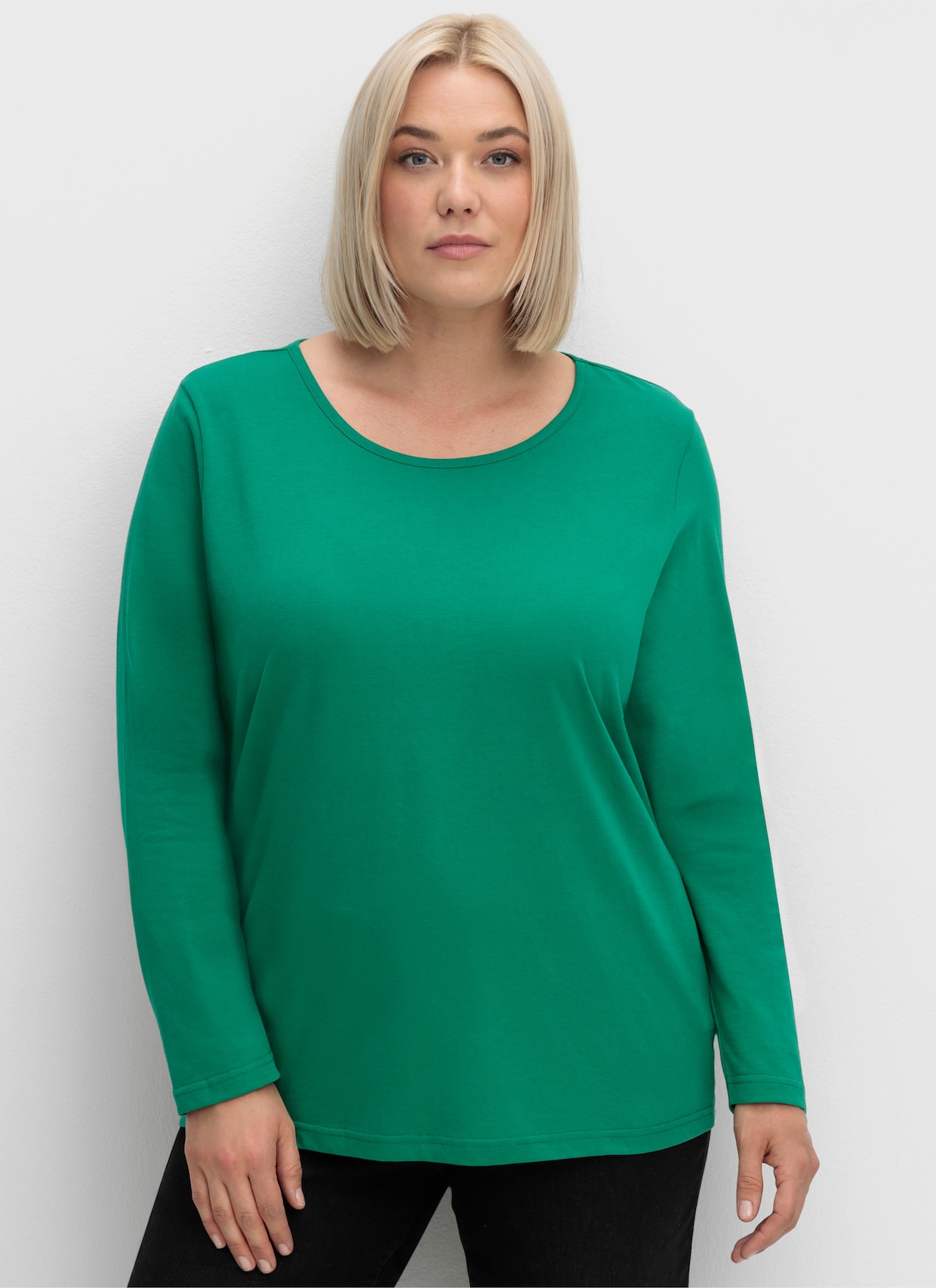 Langarmshirt in reiner Baumwolle - grün