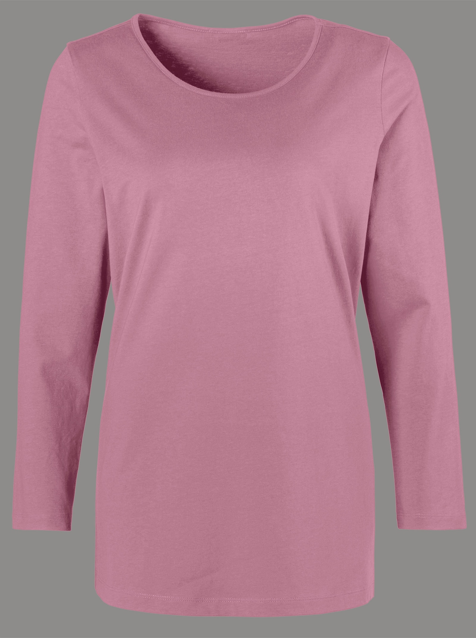 Langarmshirt mit hohen Seitenschlitzen - altrosa