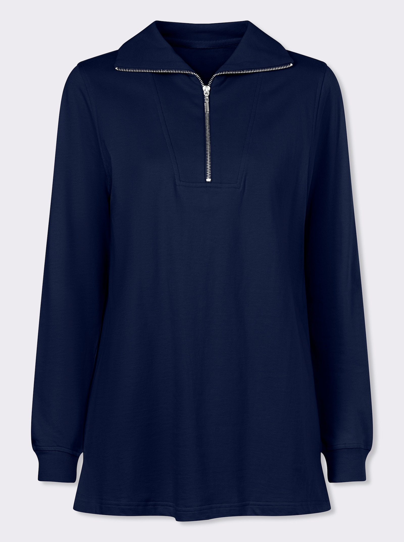 Longsweatshirt mit Troyerkragen - dunkelblau