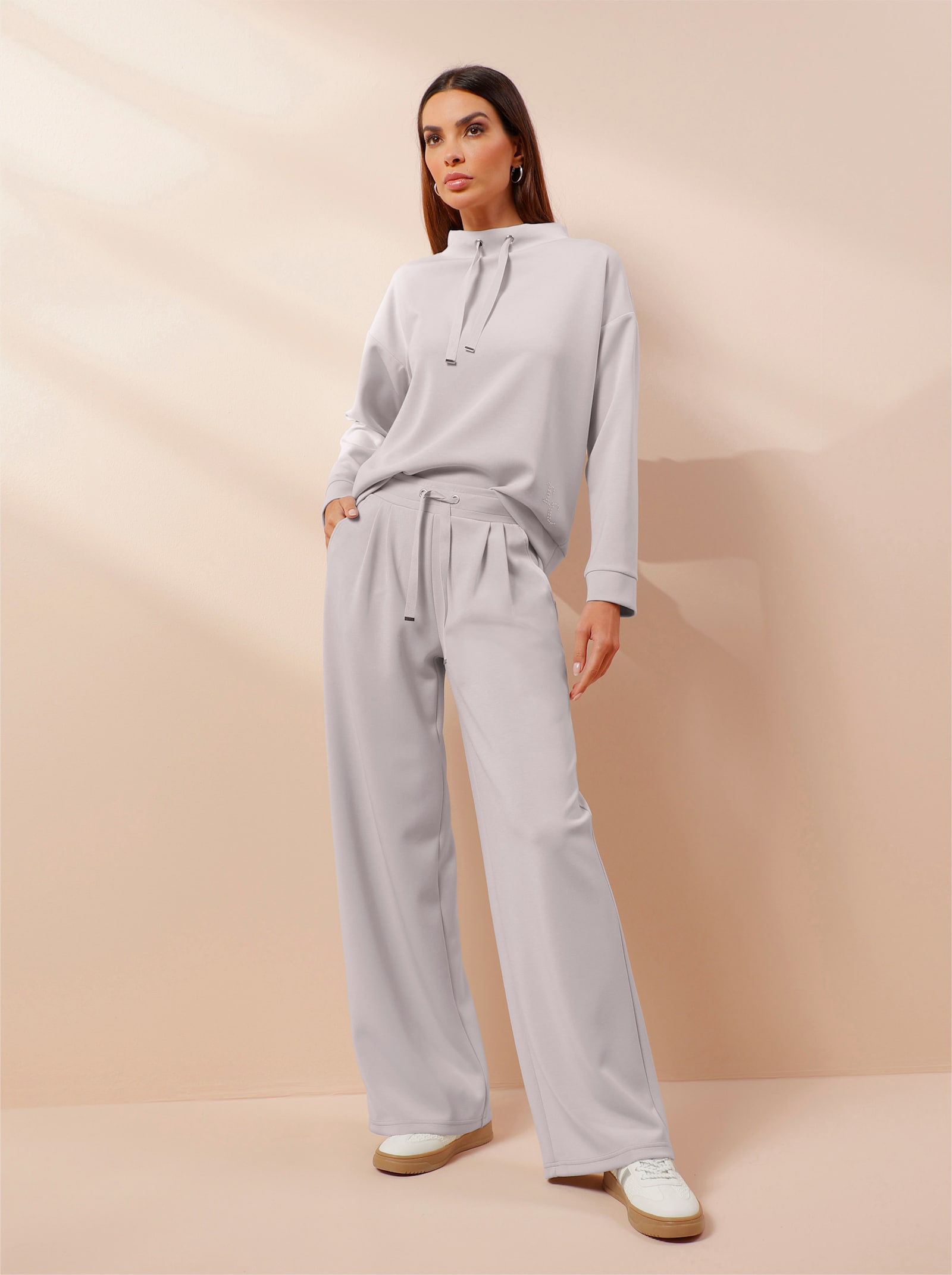 heine Jerseyhose mit Bundfalten - hellgrau