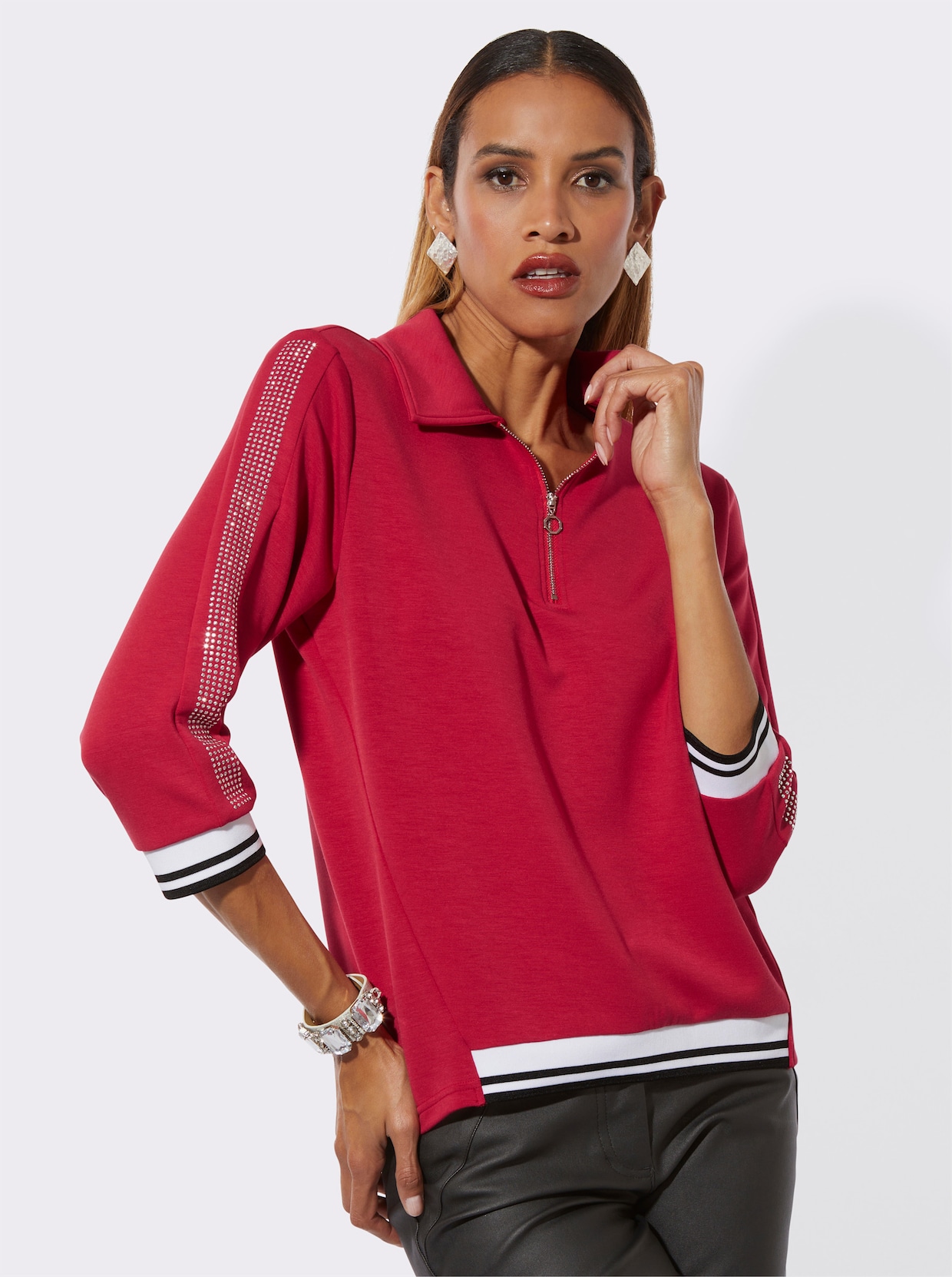 Langarm-Poloshirt - rot