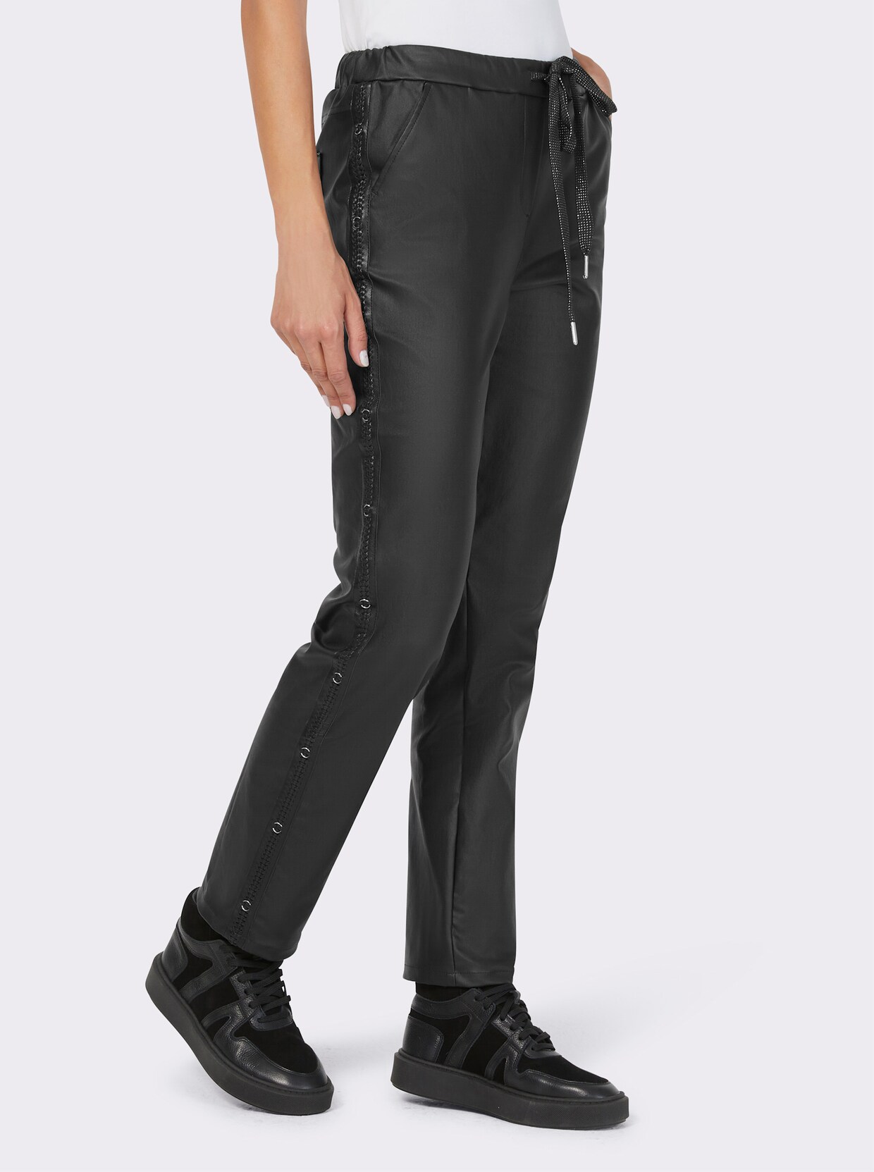 heine Broek van imitatieleer - zwart