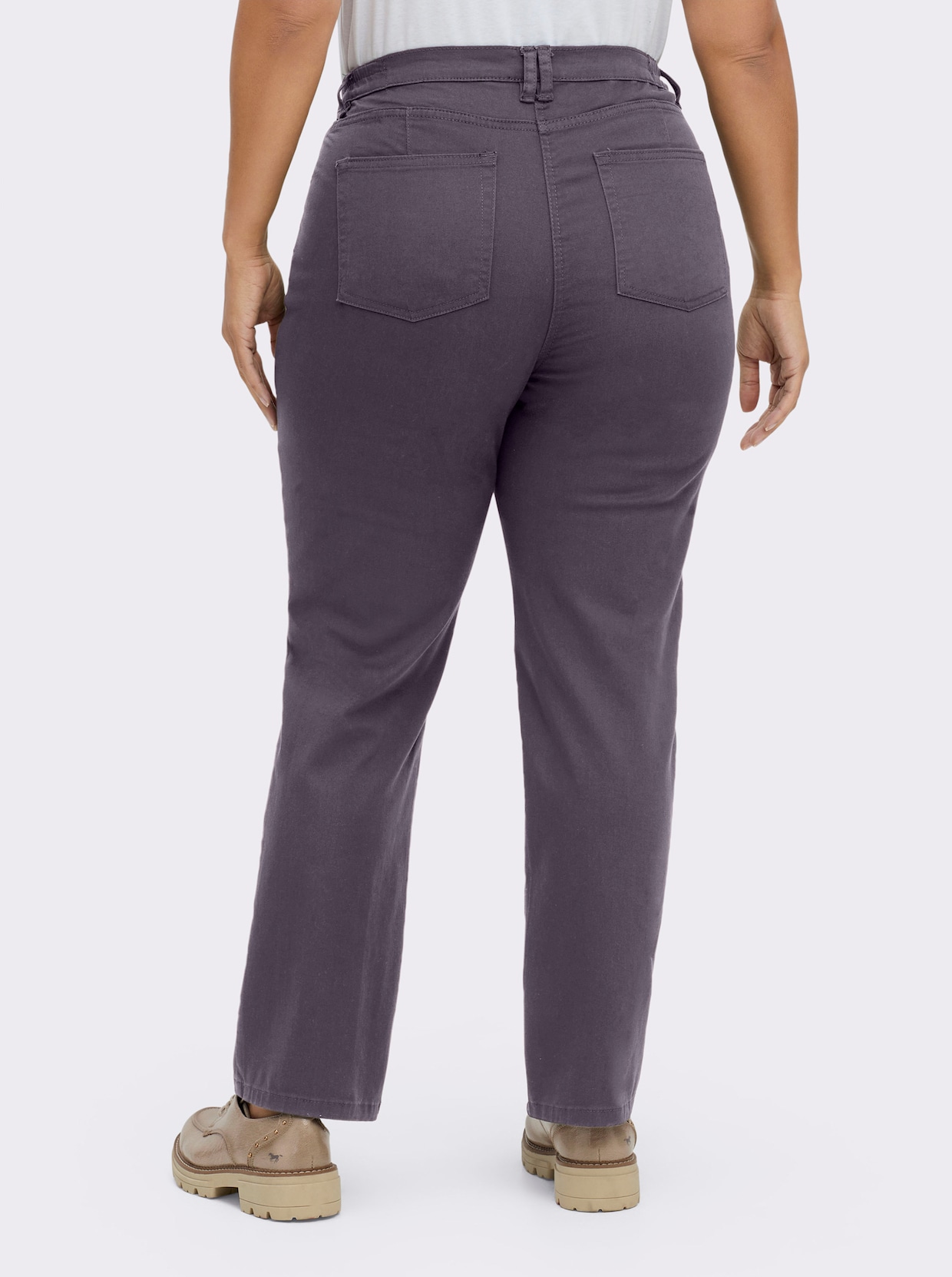 Stretch-Hose mit Nieten an den Taschen - lavendel