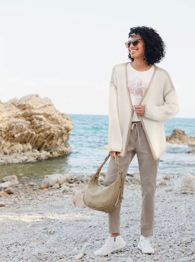 heine Strickjacke mit Kontrast-Details - champagner