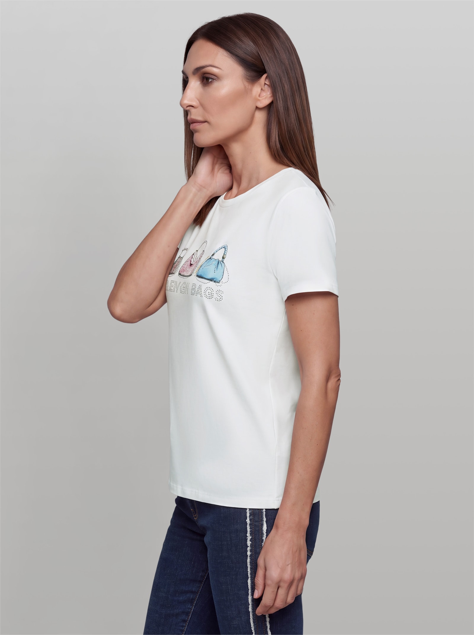 heine Kurzarmshirt mit Print - ecru