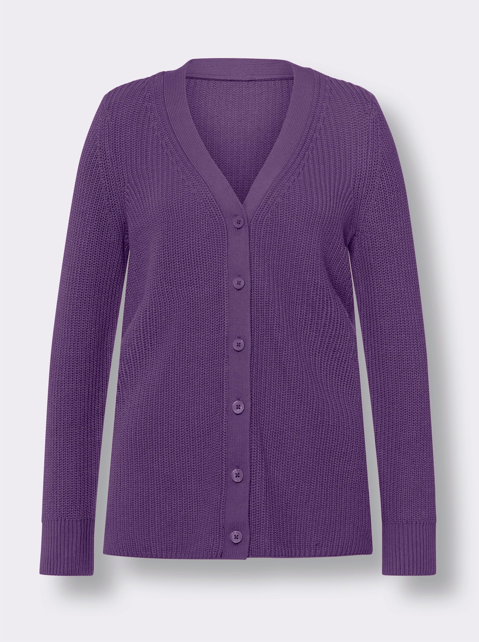 Strickjacke mit V-Ausschnitt - lila