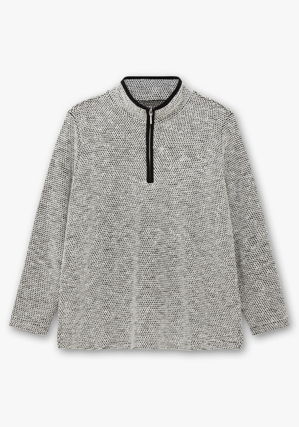 Langarmshirt in Bouclé-Qualität - ecru-schwarz-gemustert