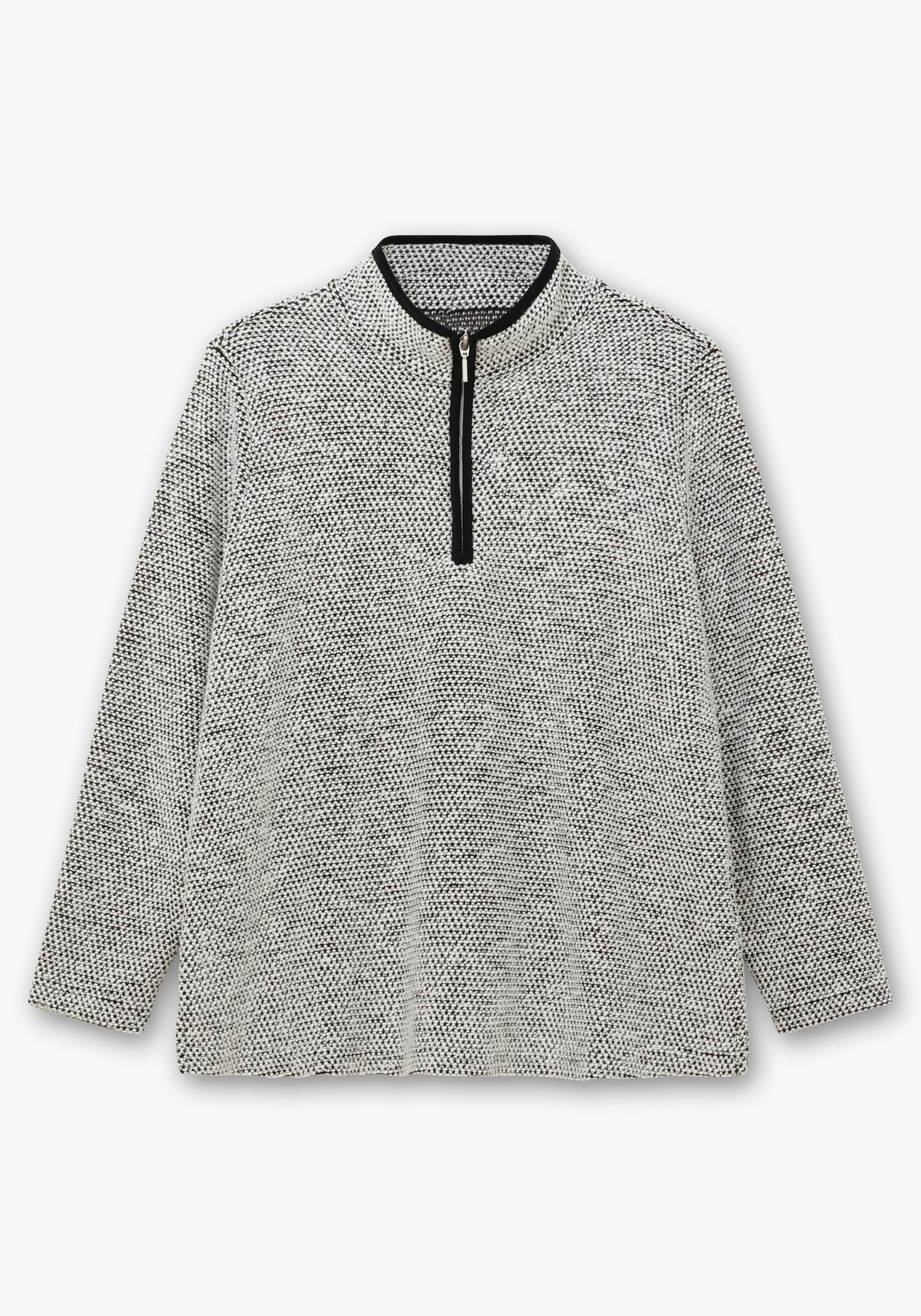 Langarmshirt in Bouclé-Qualität - ecru-schwarz-gemustert