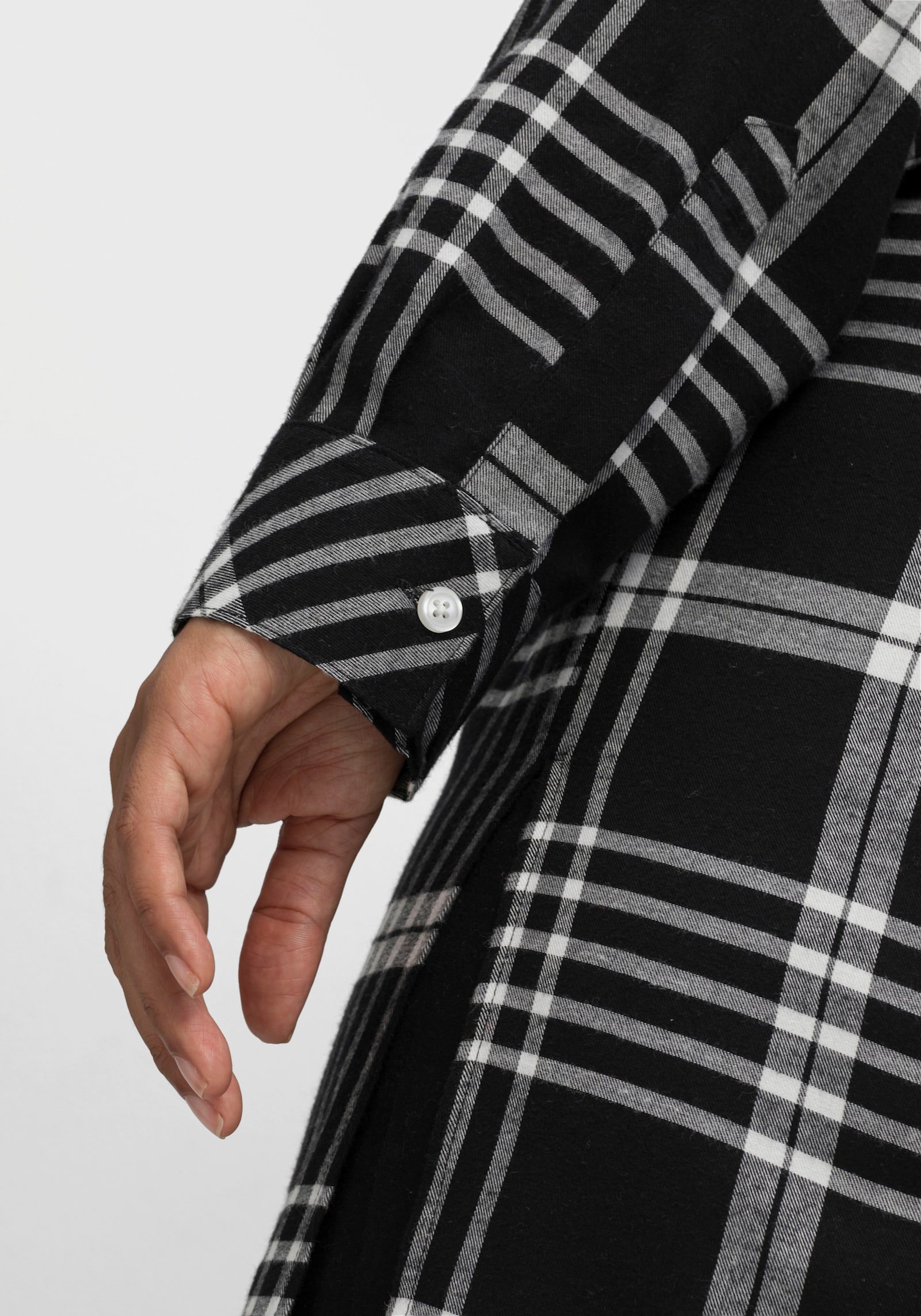 sheego Lange blouse met ruitpatroon - zwart geruit