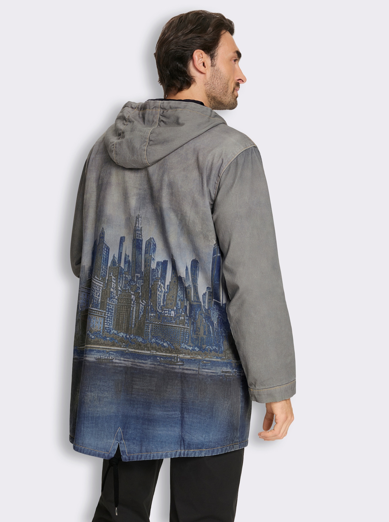 Marco Donati Longjacke mit Skyline-Print, Baumwolle - blue-stone-washed