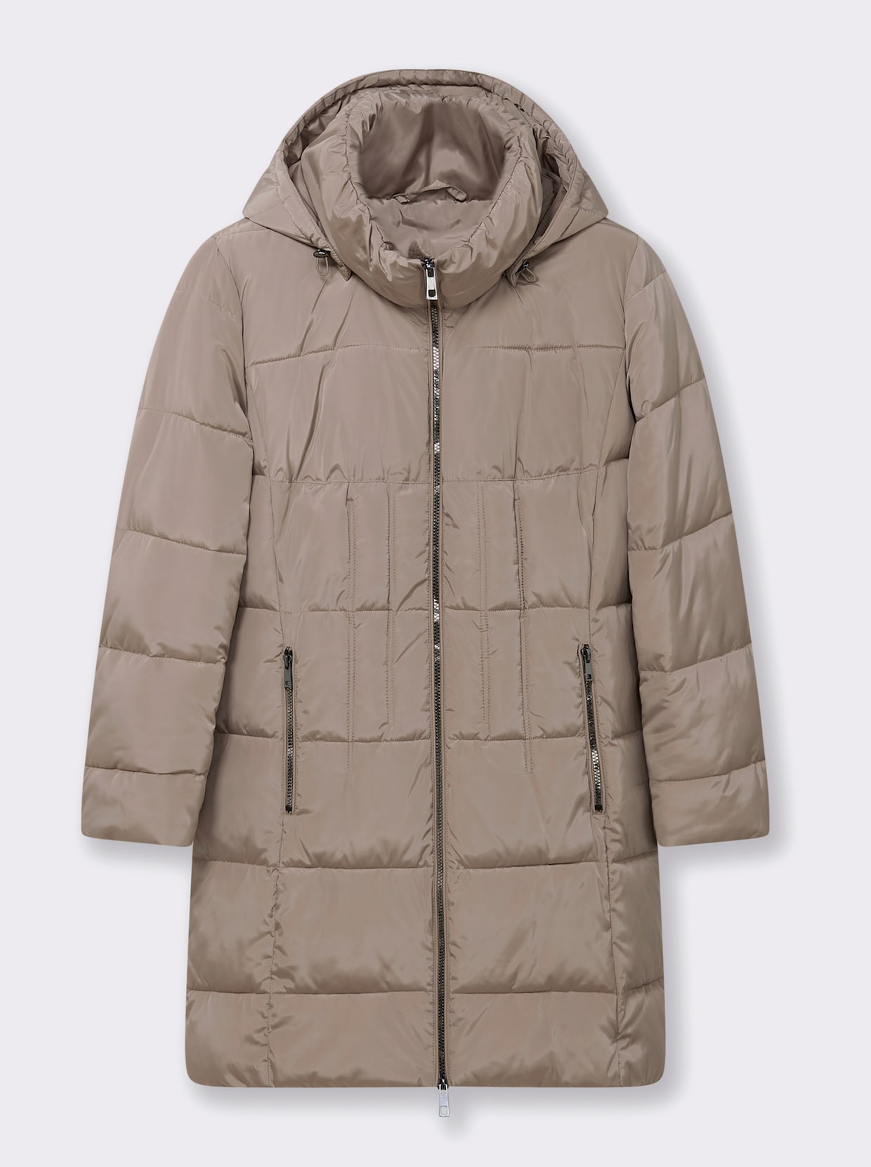 Steppmantel mit Raffung am Stehkragen - sesam