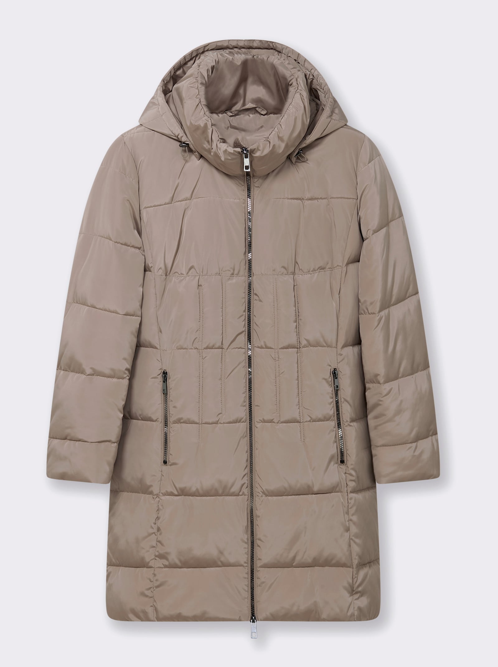 Steppmantel mit Raffung am Stehkragen - sesam