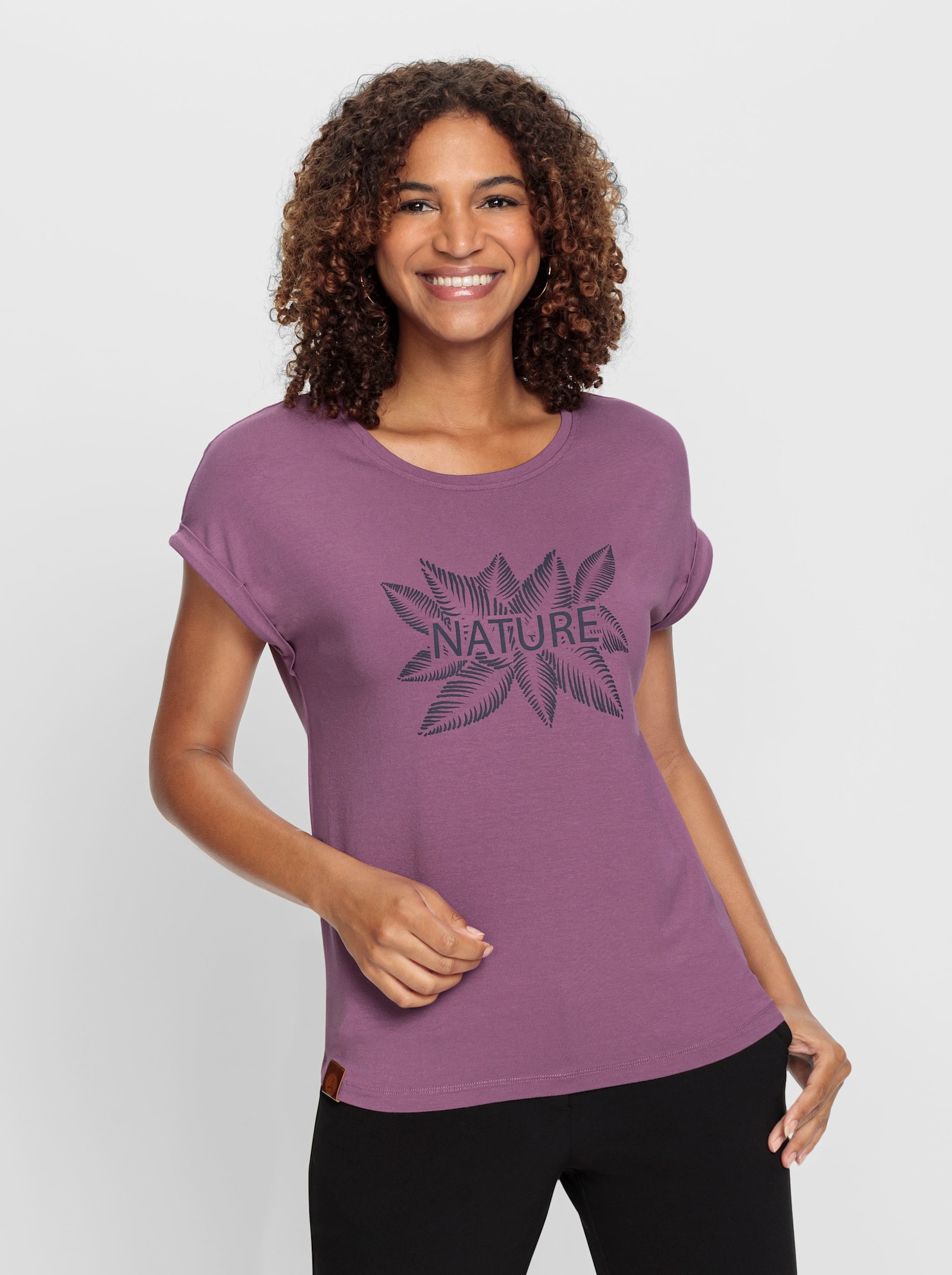 Shirt mit überschnittenen Schultern - violett