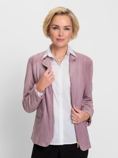 Lederimitat-Blazer mit Reißverschluss - mauve