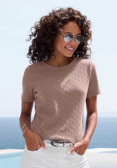 Vivance Kurzarmshirt - taupe