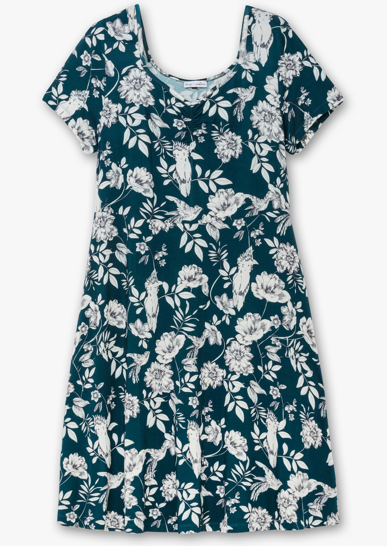 sheego by Joe Browns Jerseykleid mit Blumendruck und Herzausschnitt - dunkelpetrol-gemustert