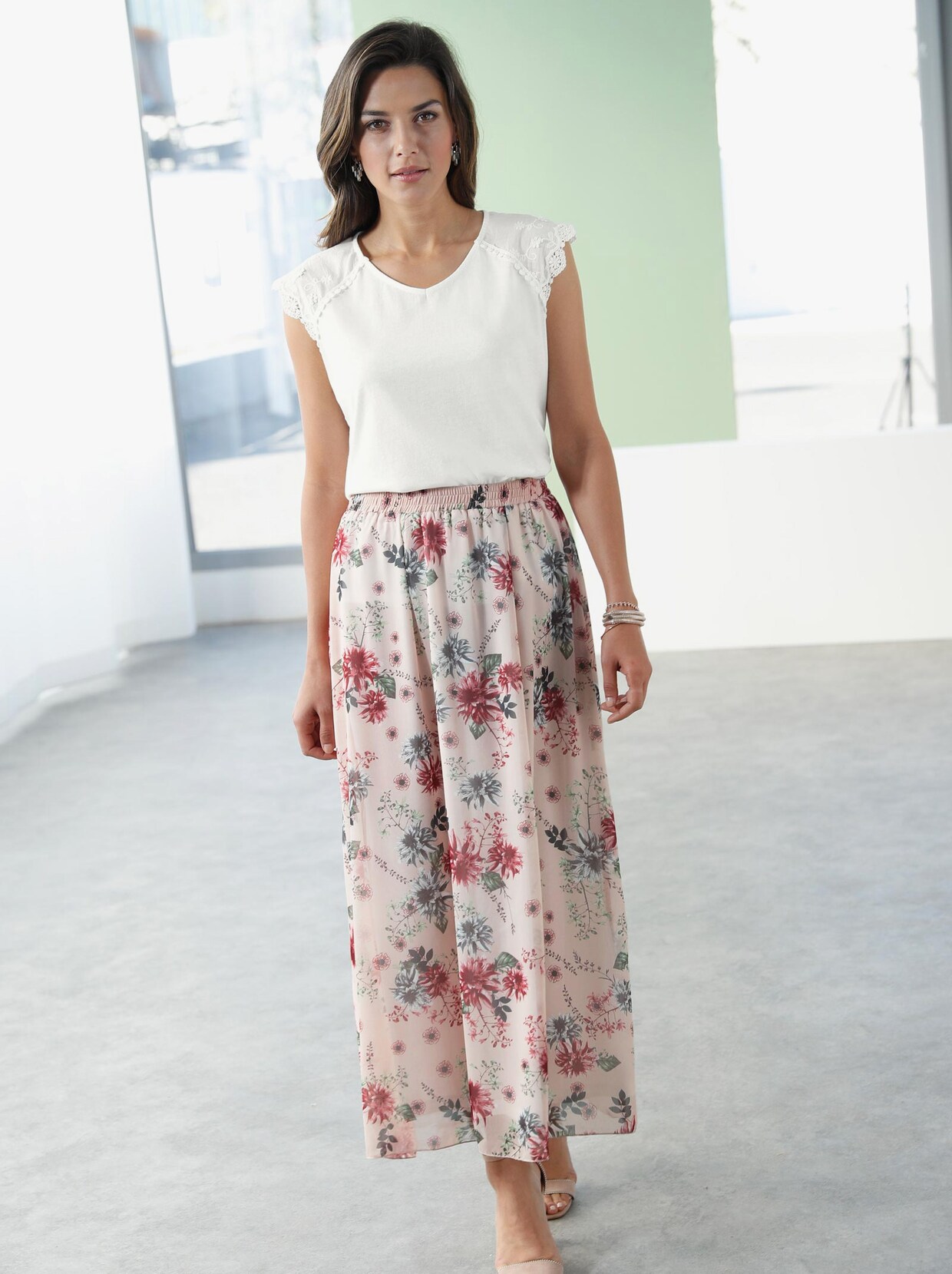 Geweven rok - roze geprint