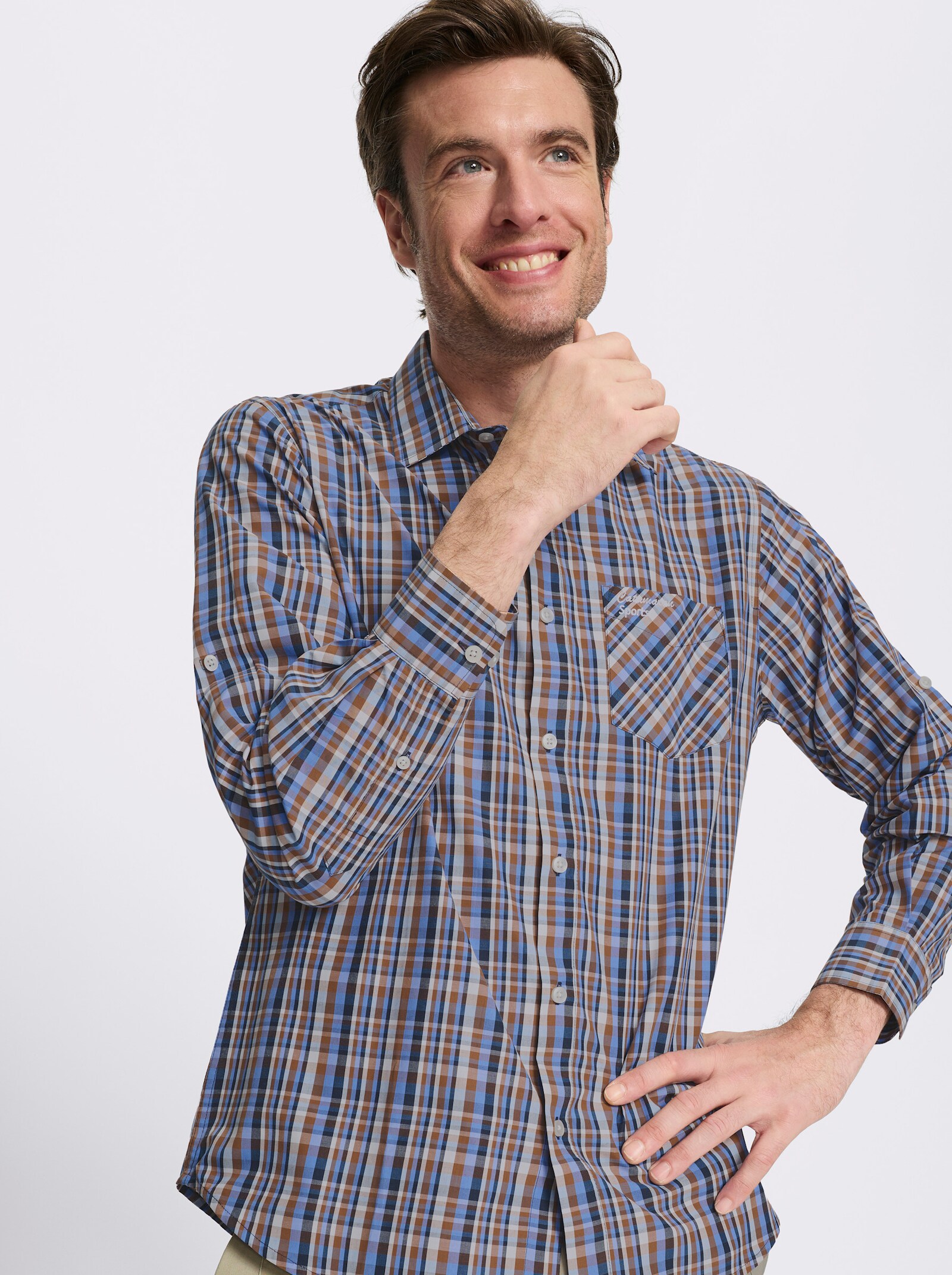 Catamaran Sports Funktionshemd mit regulierbarer Ärmellänge - cognac-kariert