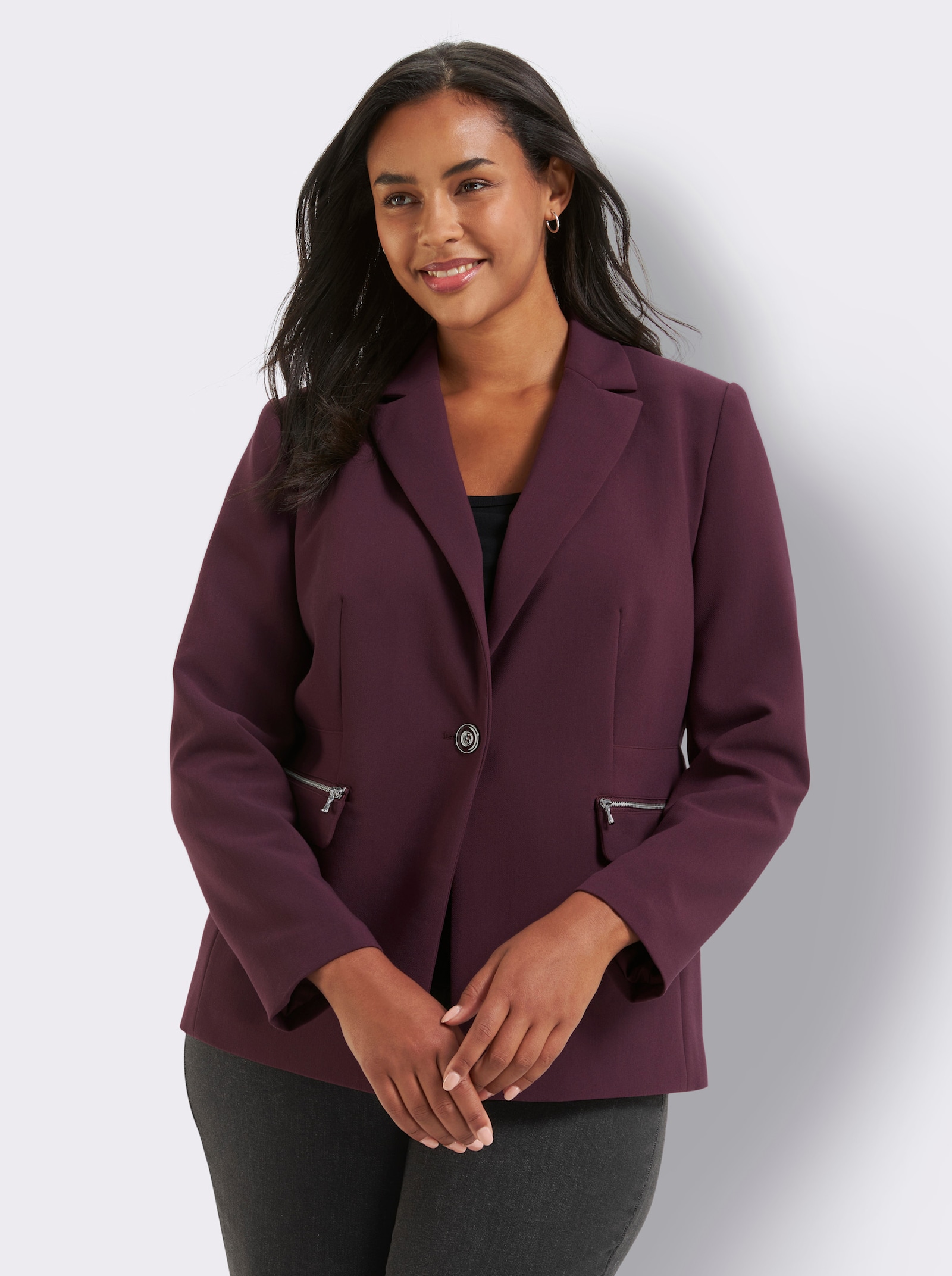 Blazer mit Zier-Reißverschlüssen - burgund