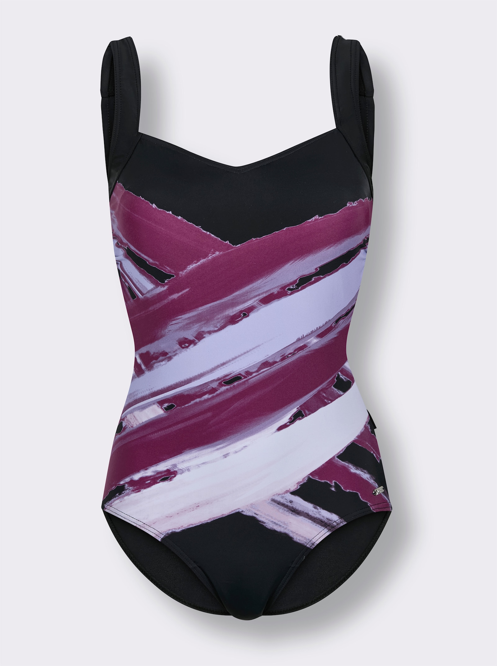 feel good Badeanzug mit effektvollem Dessin - schwarz-lila