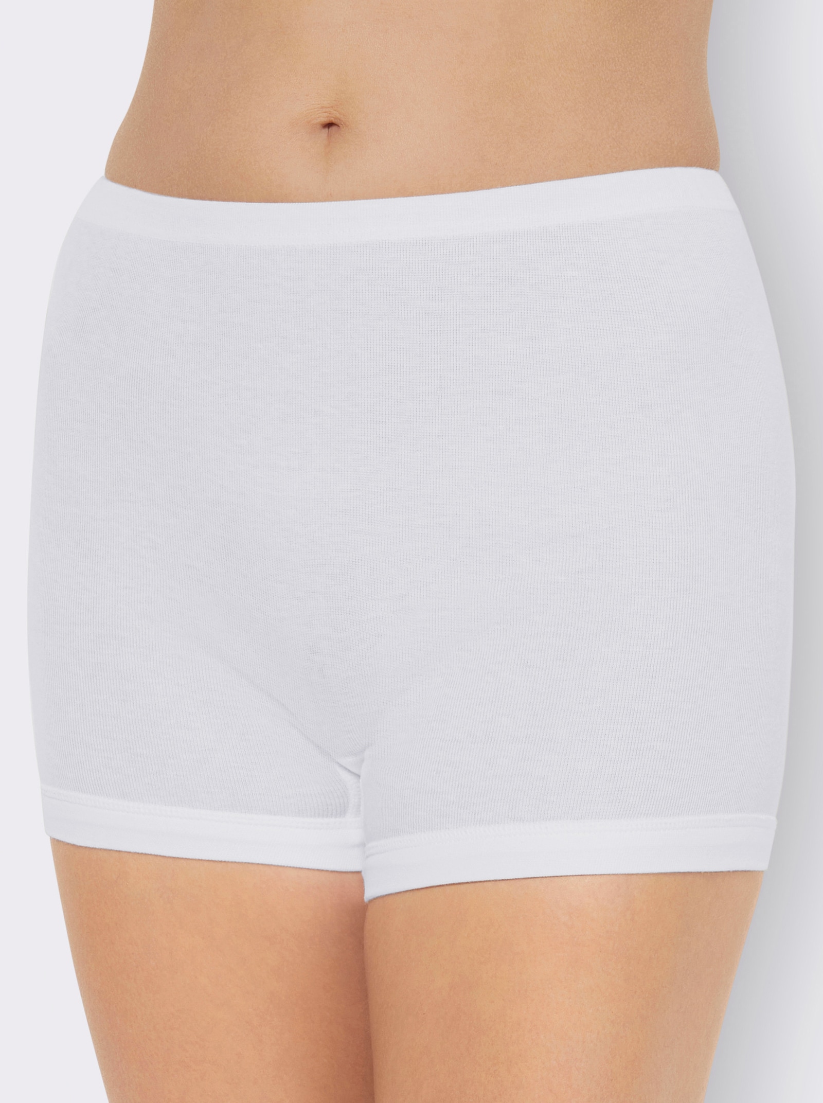 Boxertrosor med ribbade muddar - vit