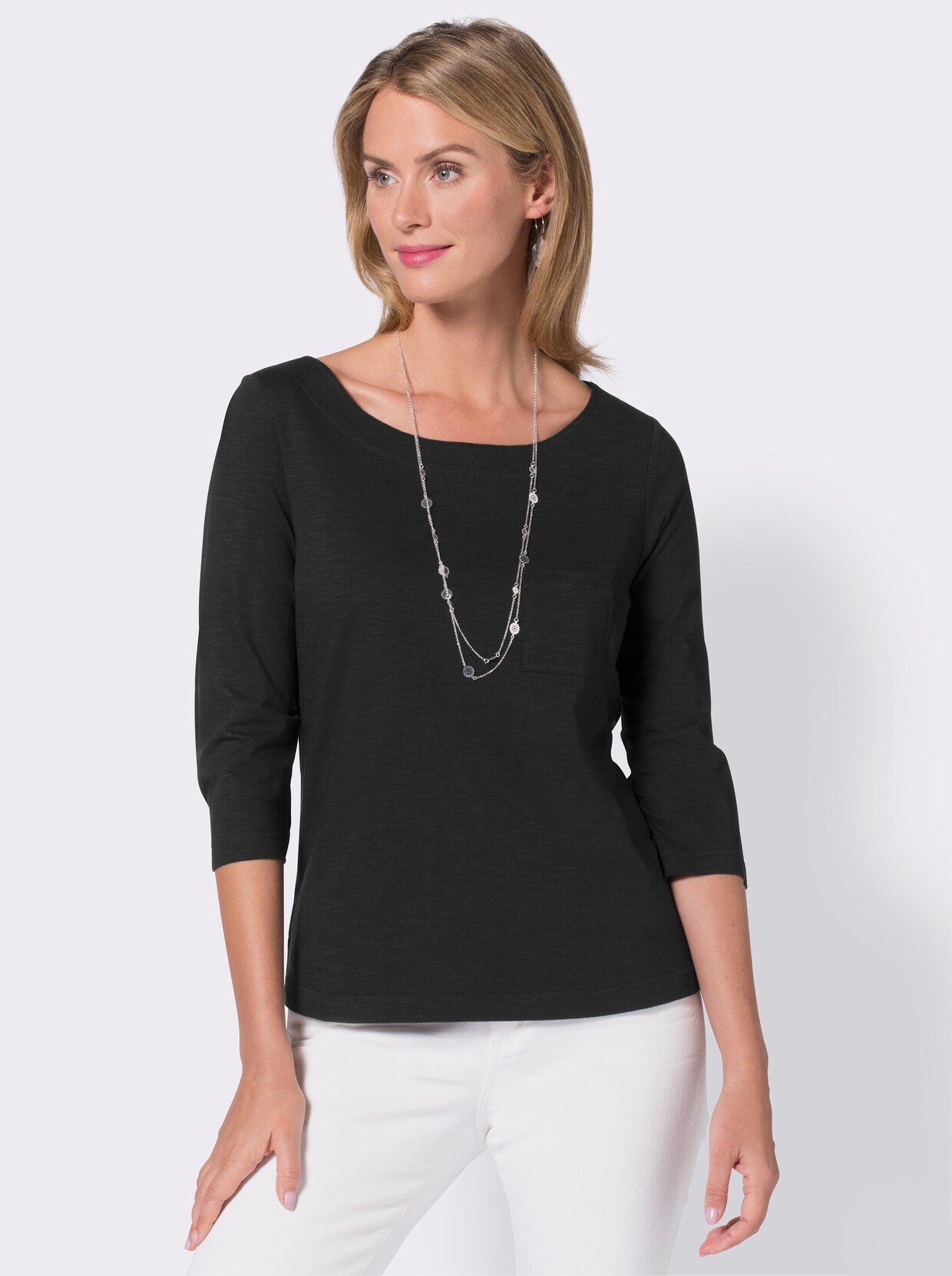Shirt met ronde hals - zwart