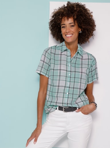 Geruite blouse - mint/grijs geruit