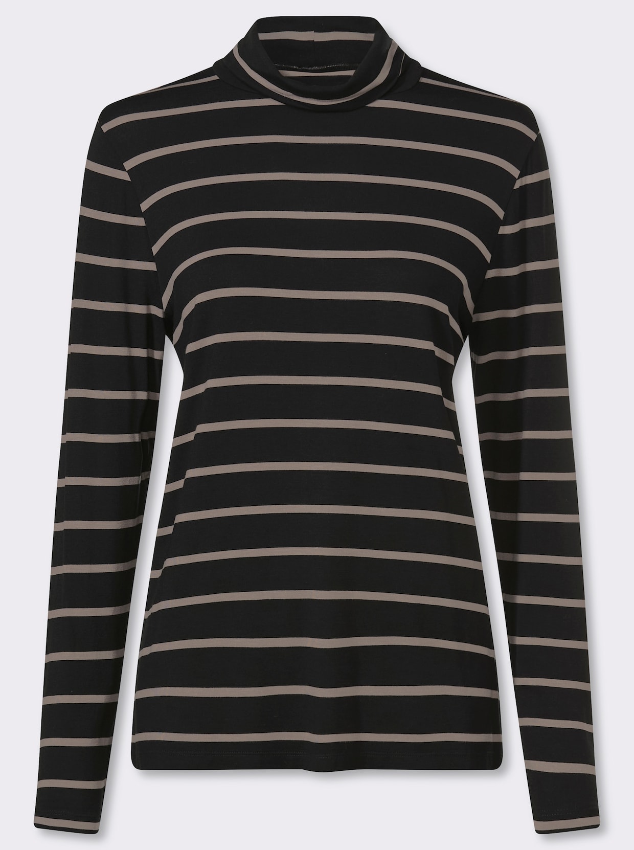 Polotröja med randmönster - svart-sesam-randig