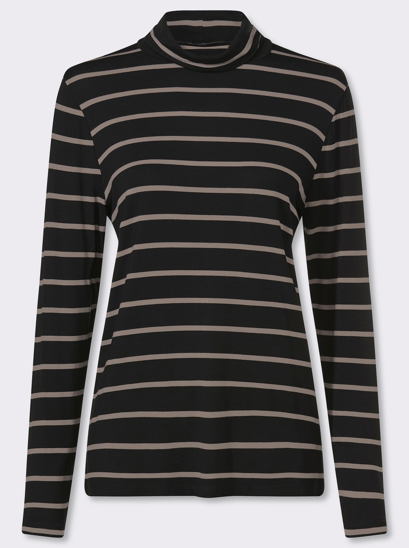 Colshirt in streepjesdessin - zwart/sesam gestreept