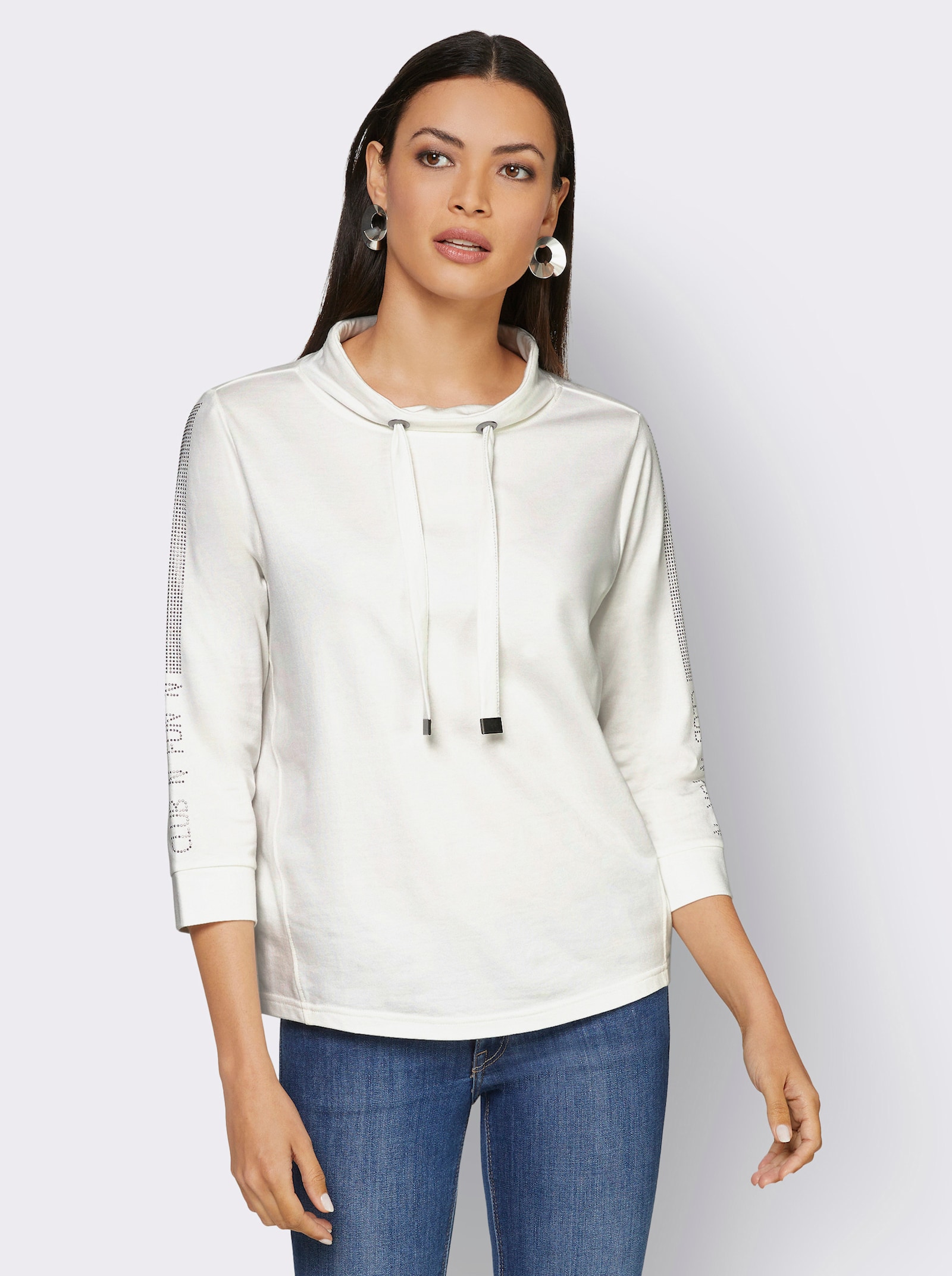 Sweatshirt mit Schriftzug - ecru